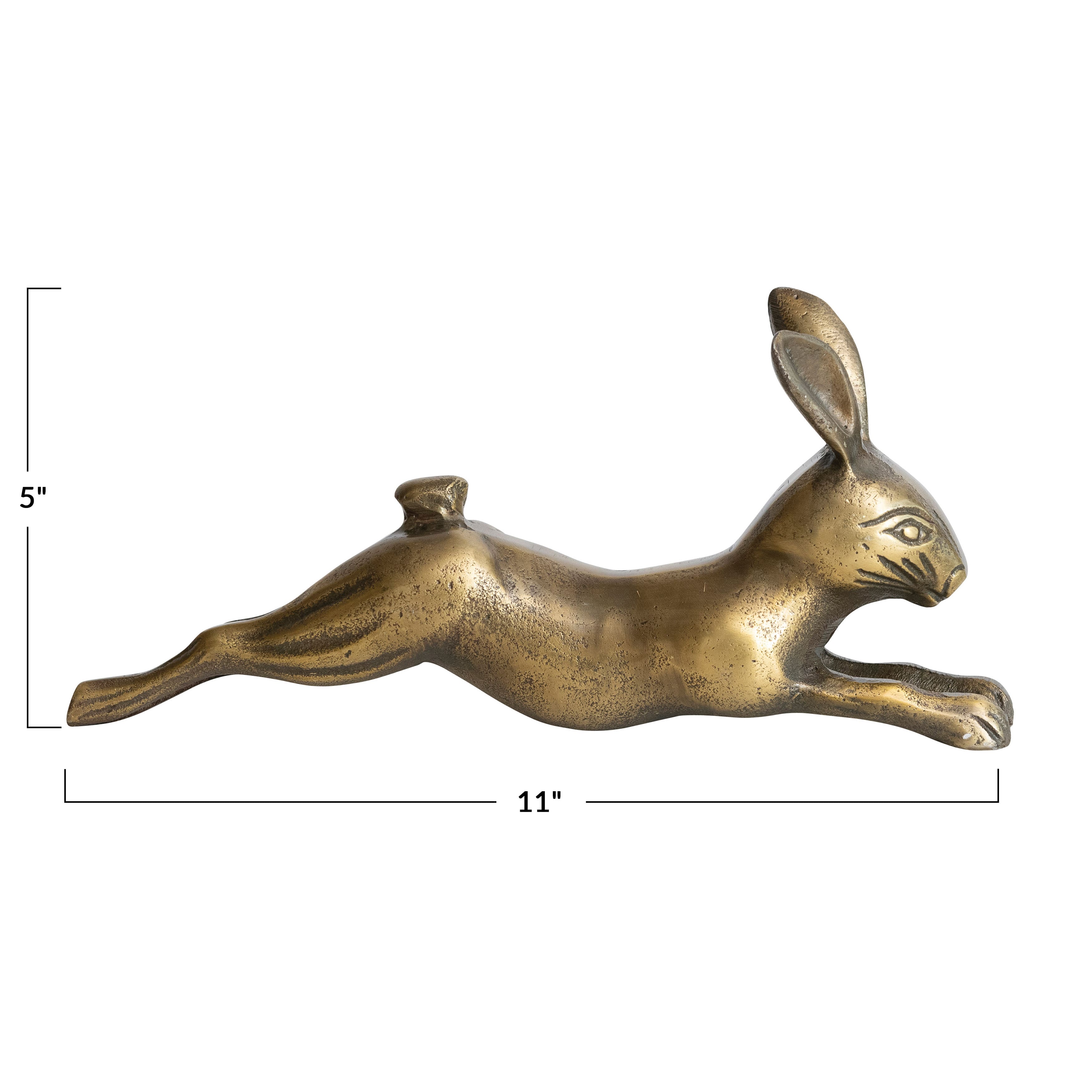 Hello Honey® 11" Antique Brass Decorative Embossed Aluminum Rabbit
