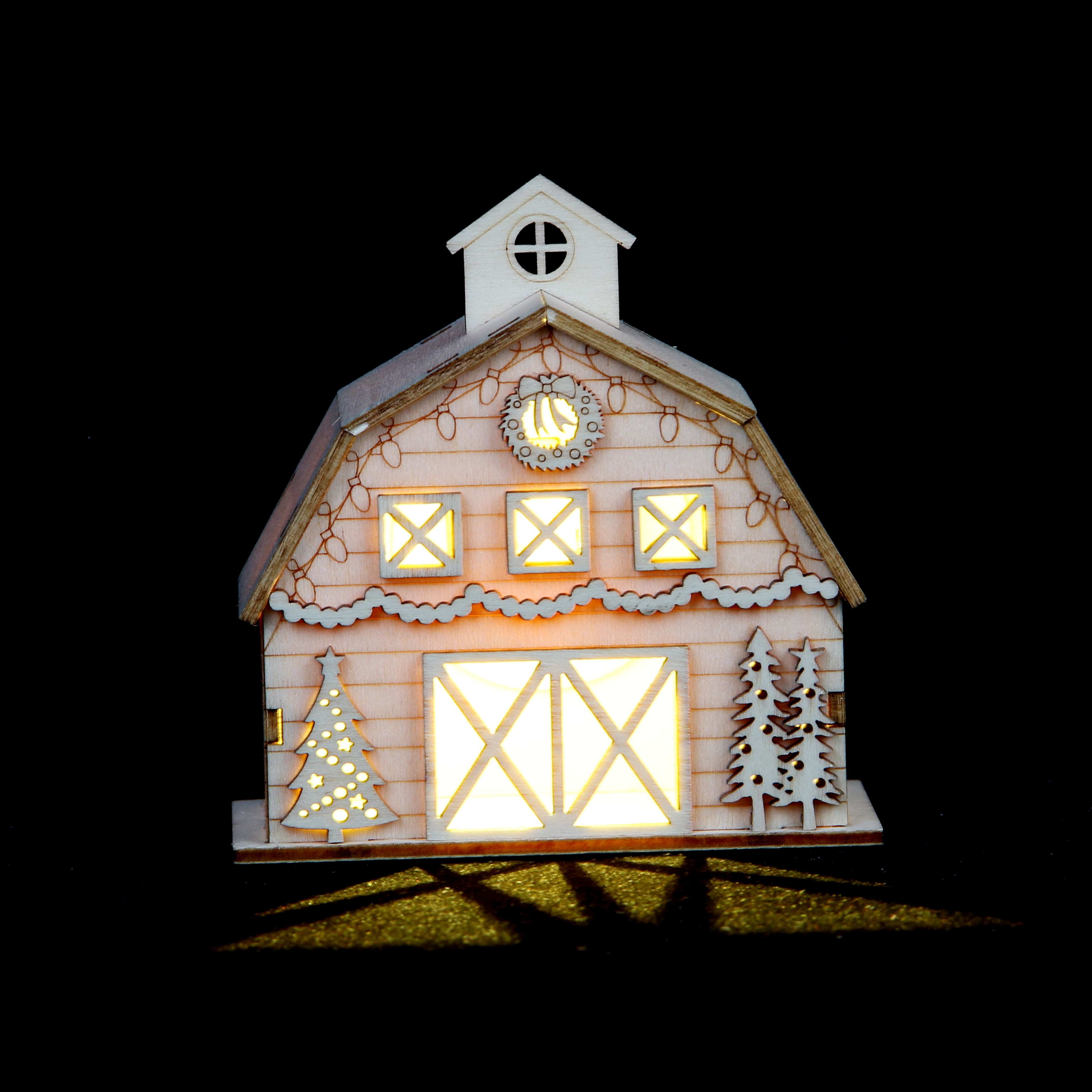 3.75&#x22; Unfinished Village Barn DIY LED Wood D&#xE9;cor by Make Market&#xAE;