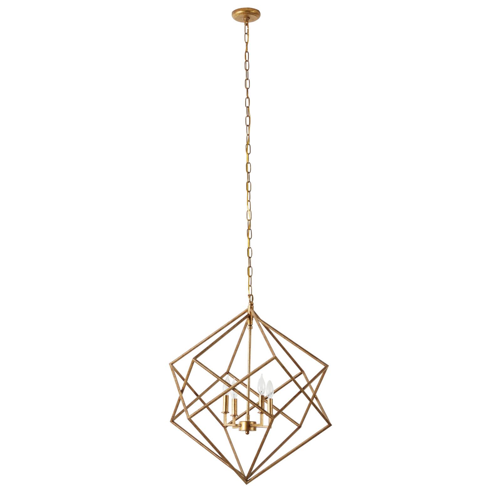 30&#x22; Gold Iron Modern Caged Chandelier