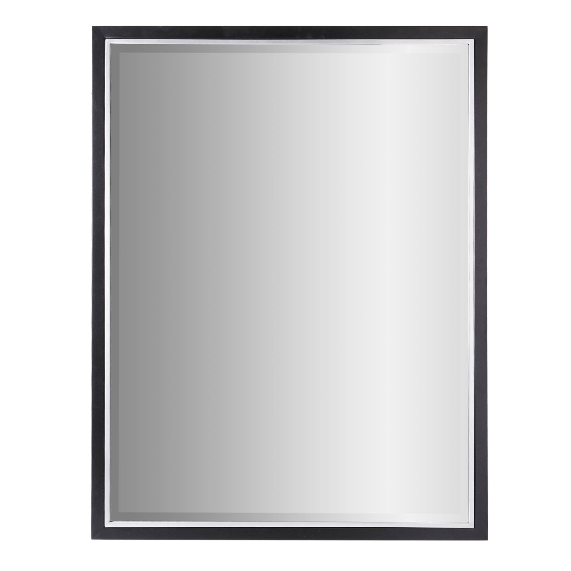 Brushed Black/Chrome Metal Framed Beveled Edge Wall Mirror - 30" x 40"