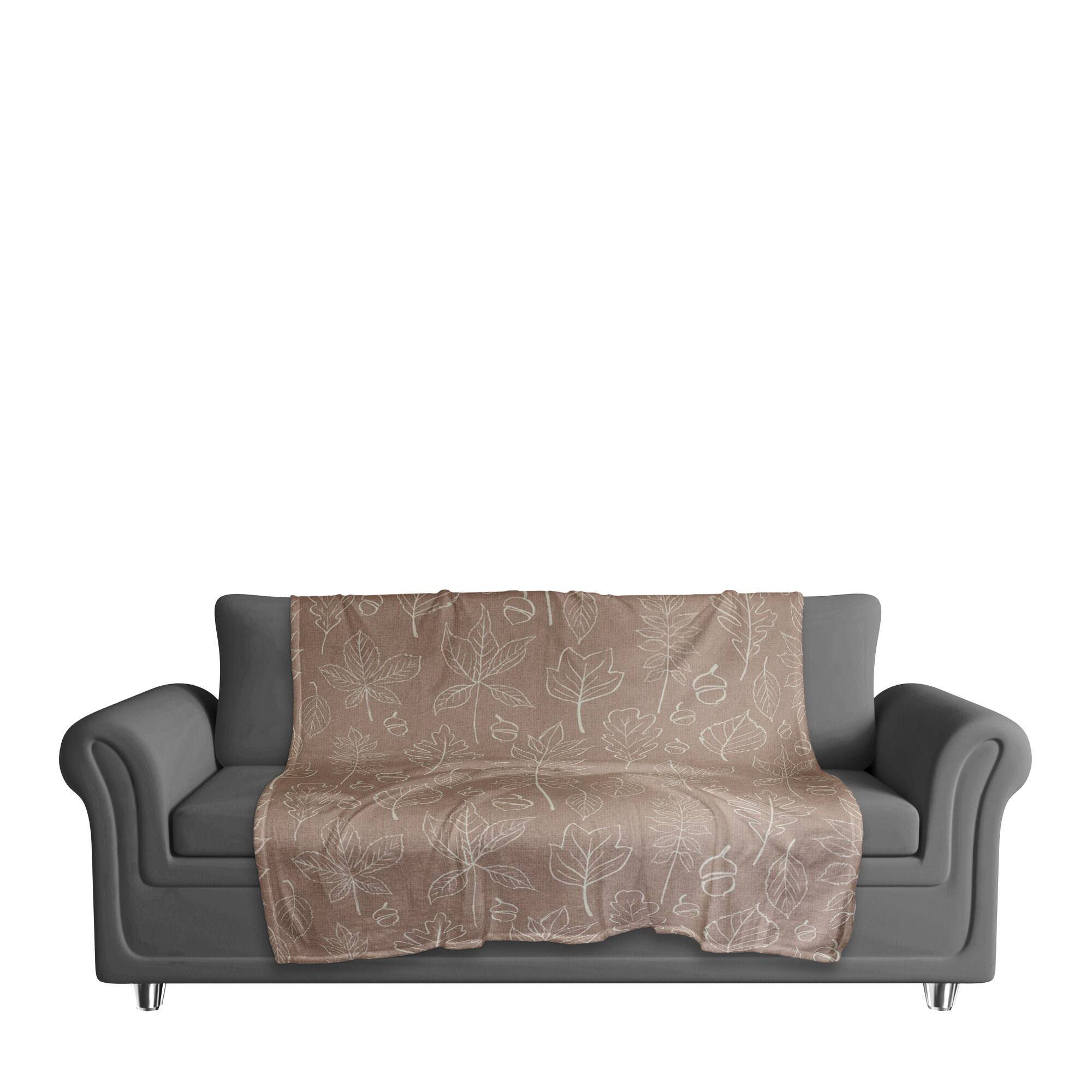 Dusty Rose Fall Leaf Patterned Coral Fleece Blanket