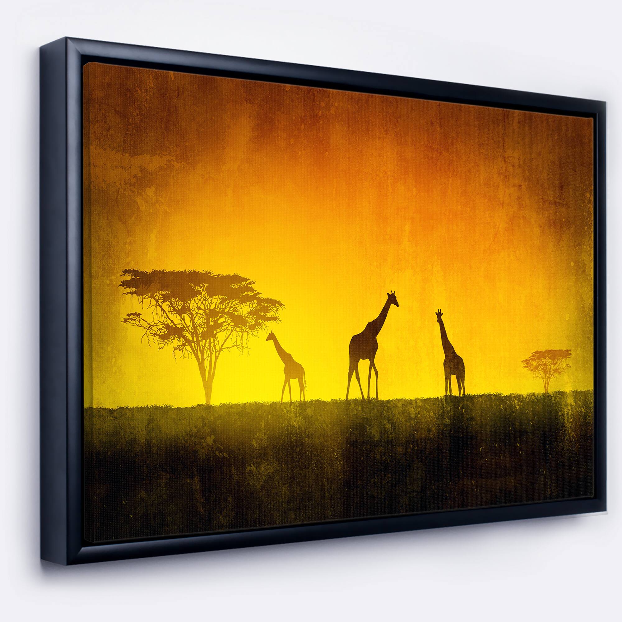 Designart - African Sunset Aura - Landscape Art Print Canvas in Black Frame