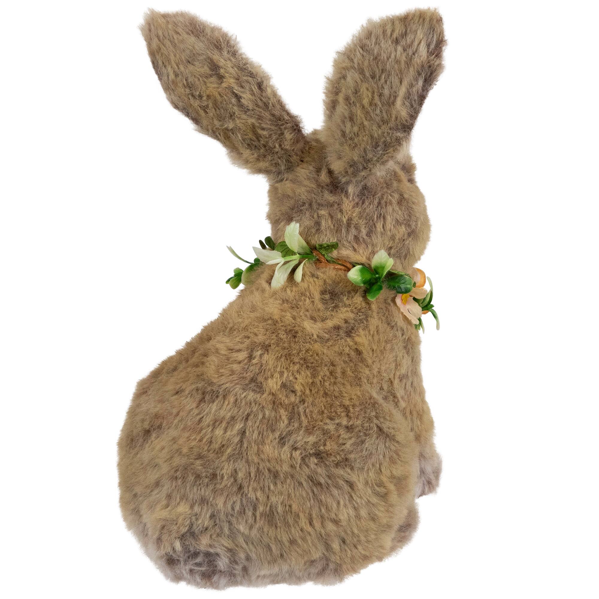 8.5&#x22; Plush Rabbit with Flower Wreath Easter Figurine