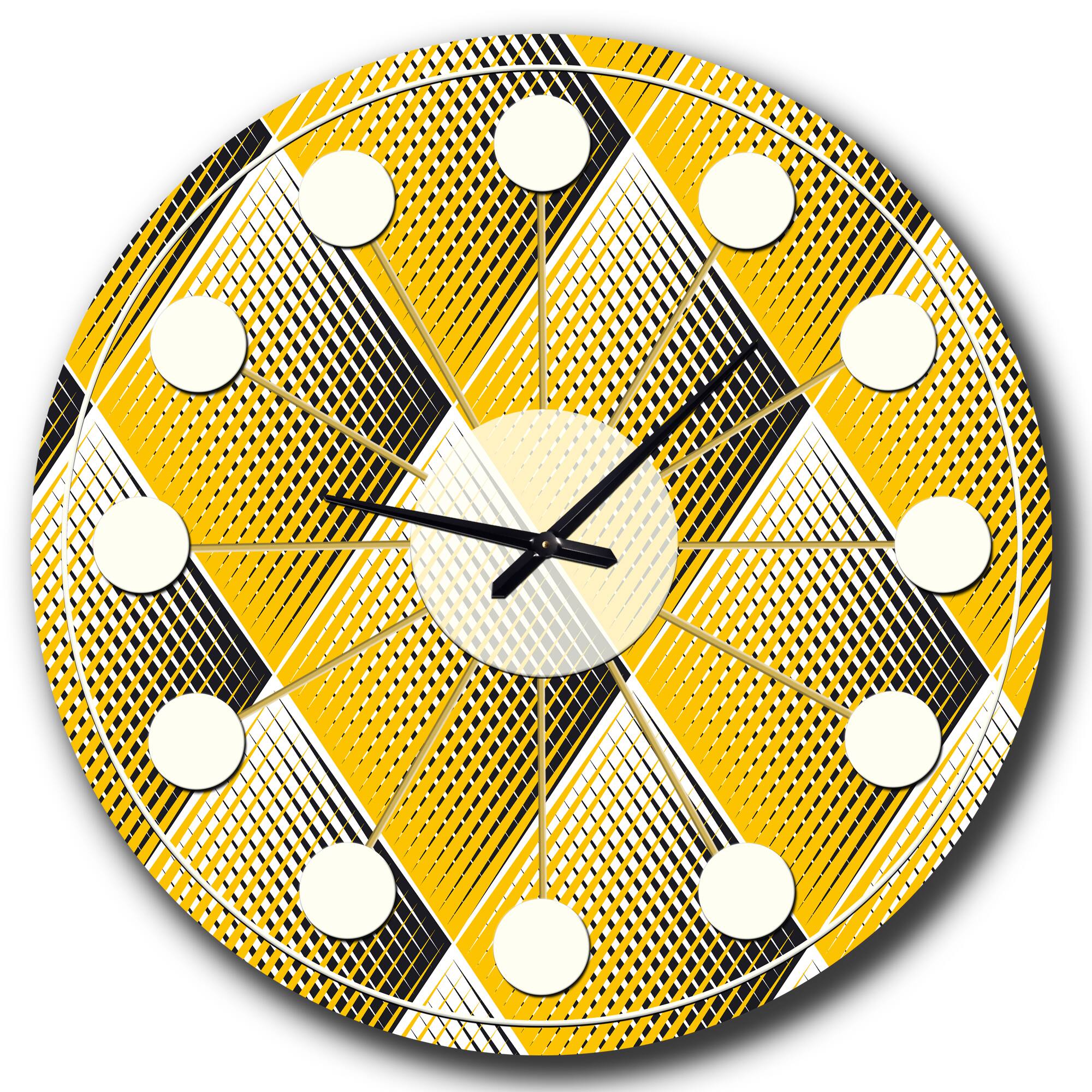 Designart 'Rhombus Retro Geometric Mid-Century Modern Wall Clock