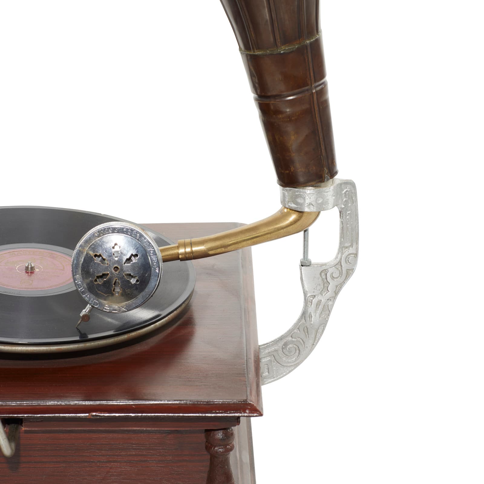 Brown Wood and Metal Vintage Gramophone, 27" x 19" x 17"