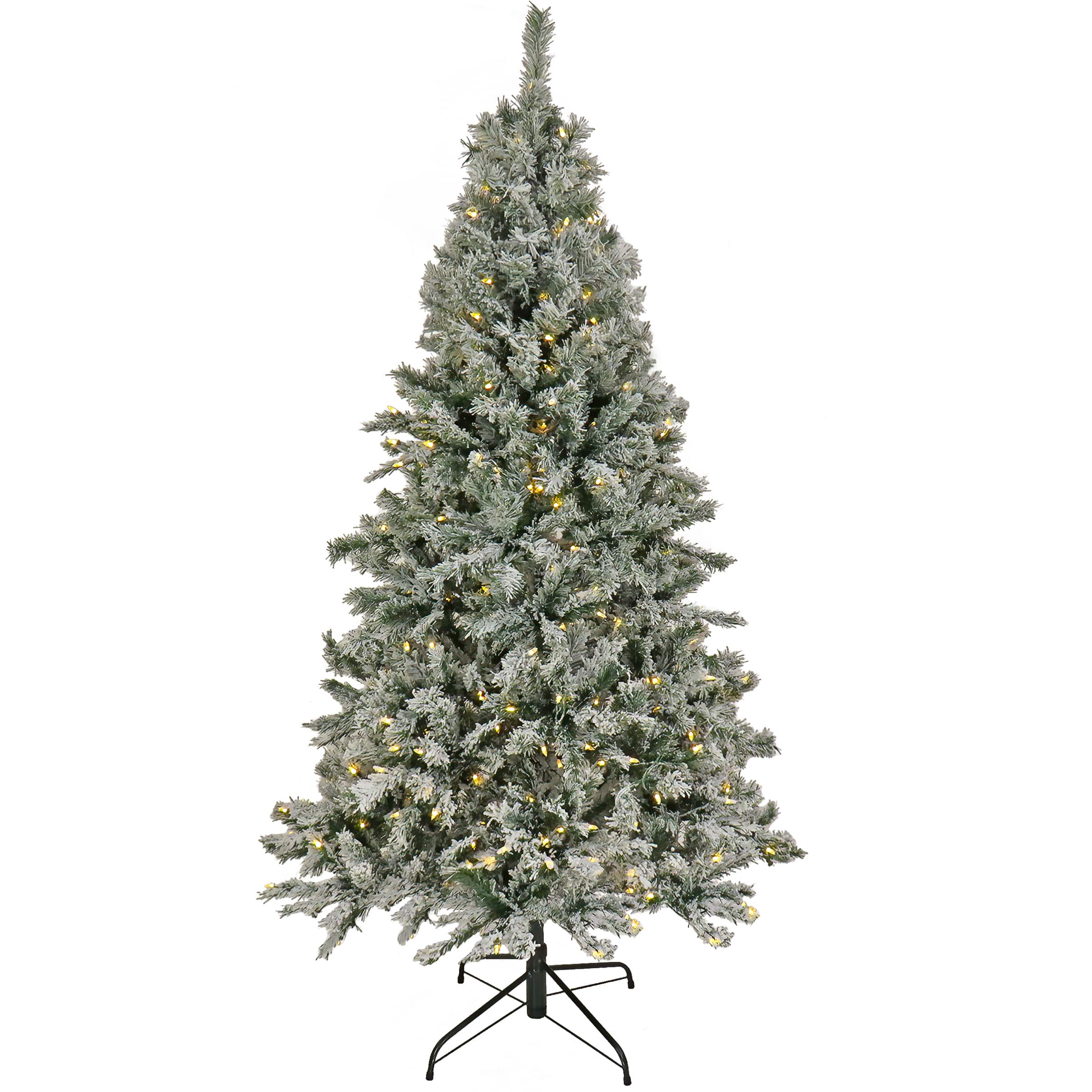 6.5ft. Pre-Lit Snowy Harwich Artificial Christmas Tree, Dual Color® LED Lights