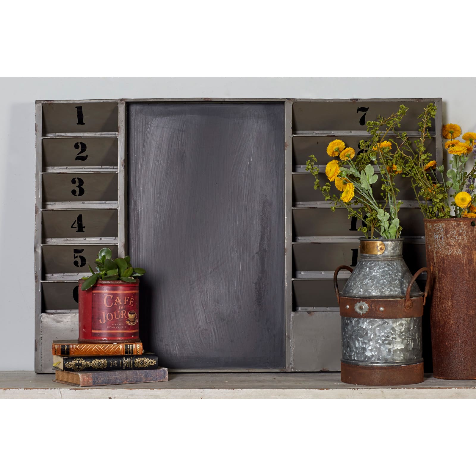 36&#x22; Gray Metal Industrial Memo Board Metal Wall Decor
