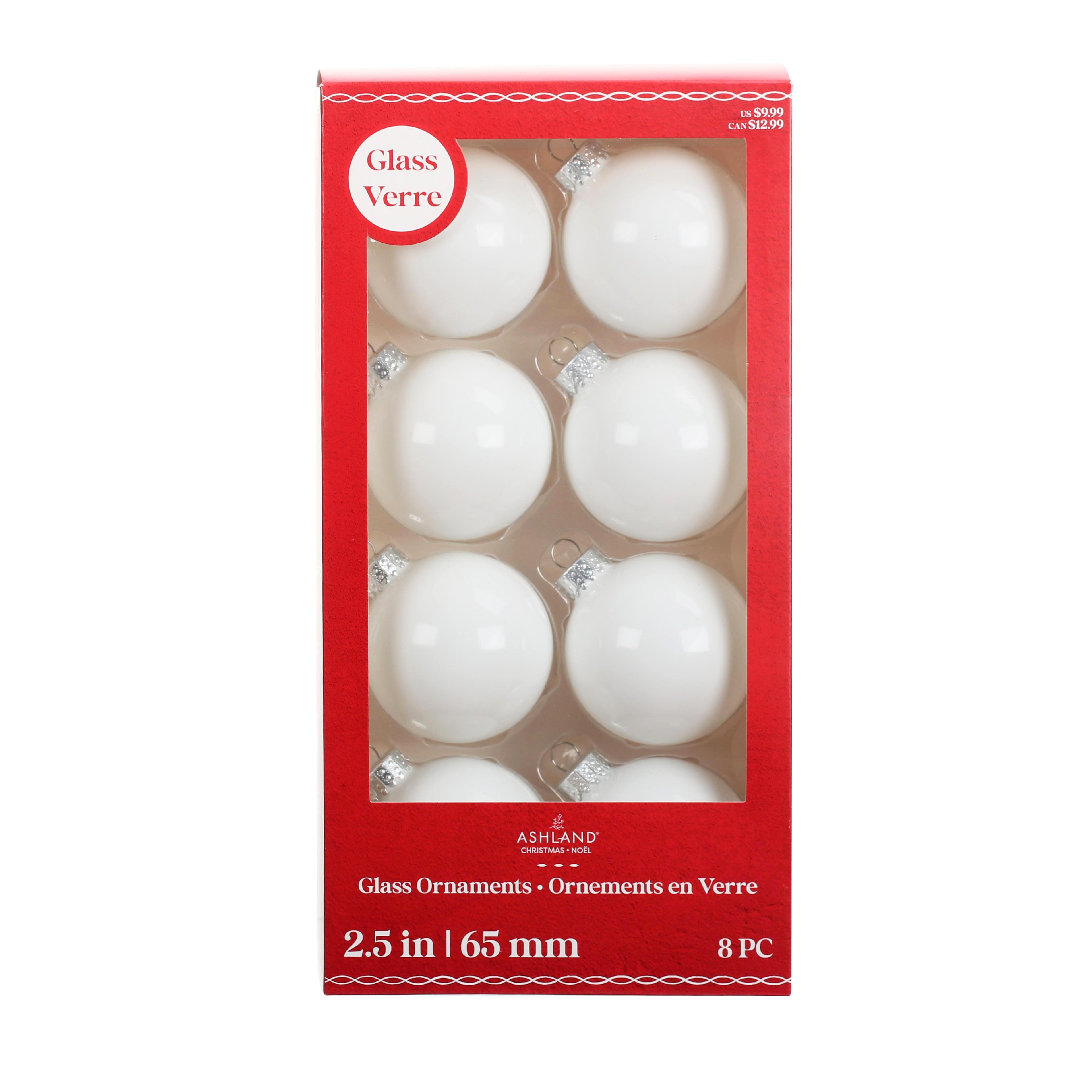 8 Pack 2.5&#x22; Shiny Glass Ball Ornaments by Ashland&#xAE;