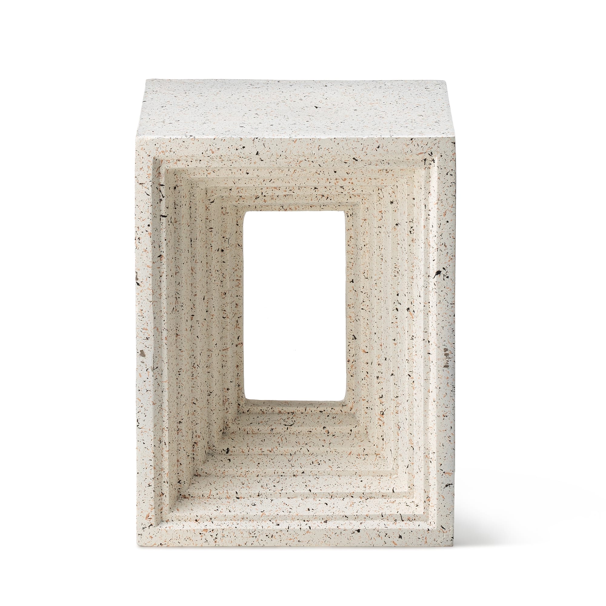 Glitzhome® 17" Faux Terrazzo Square Garden Stool