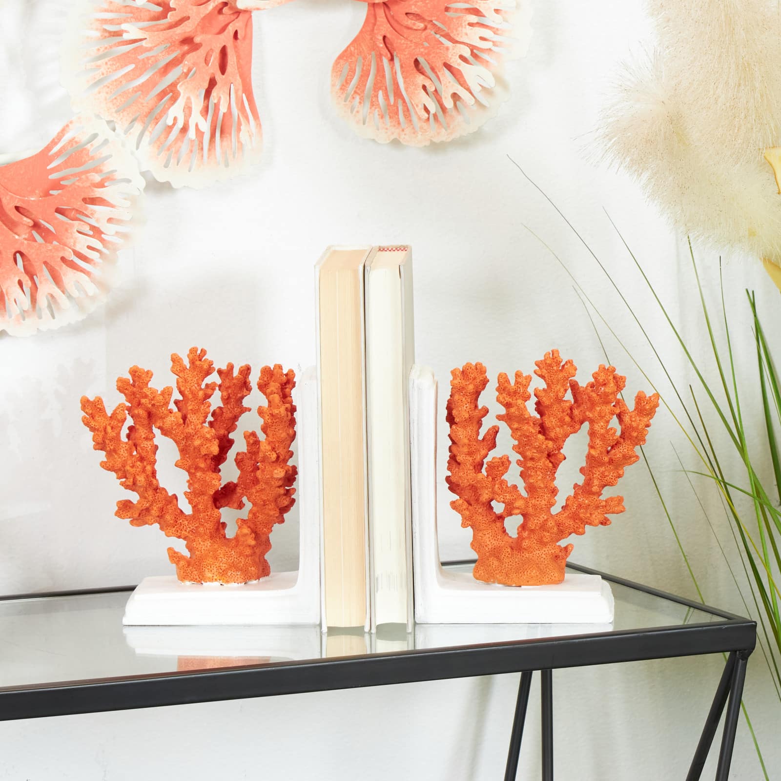 7&#x22; Orange Coral Reef Bookends, 2ct.