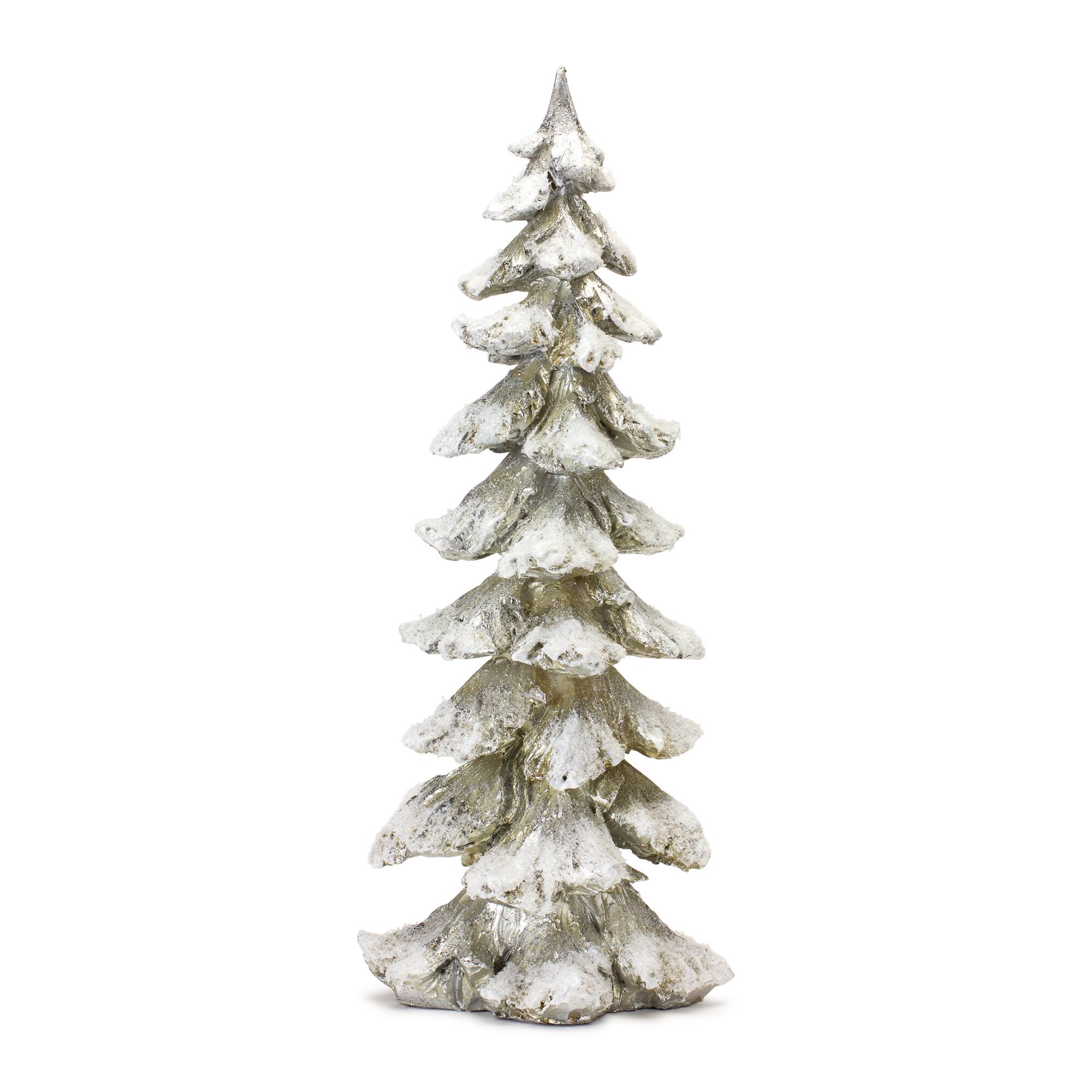Snowy Silver Sculpted Holiday Tree Décor Set, 6.5", 9", 13.25" & 18"