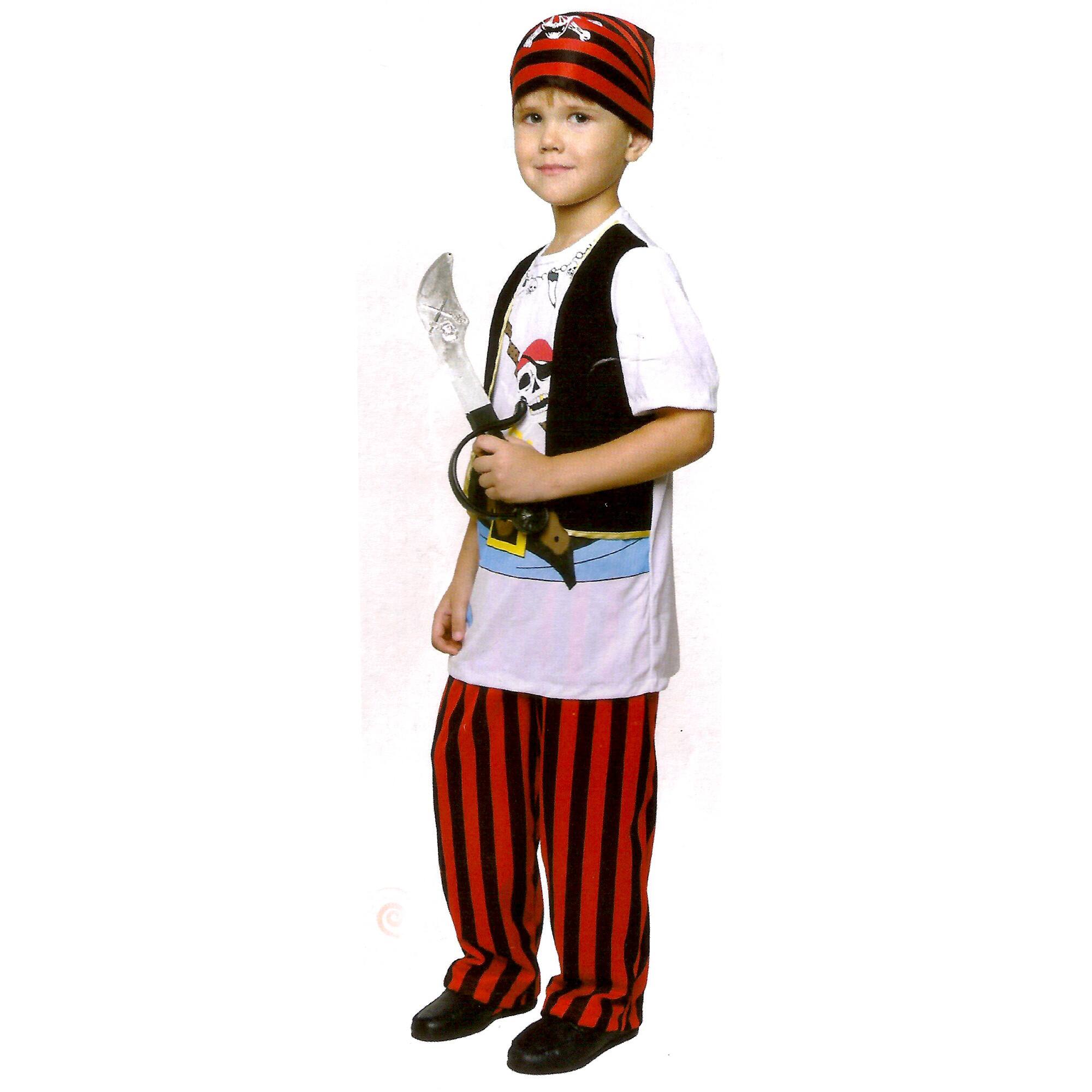Medium White &#x26; Red Pirate Boy&#x27;s Costume