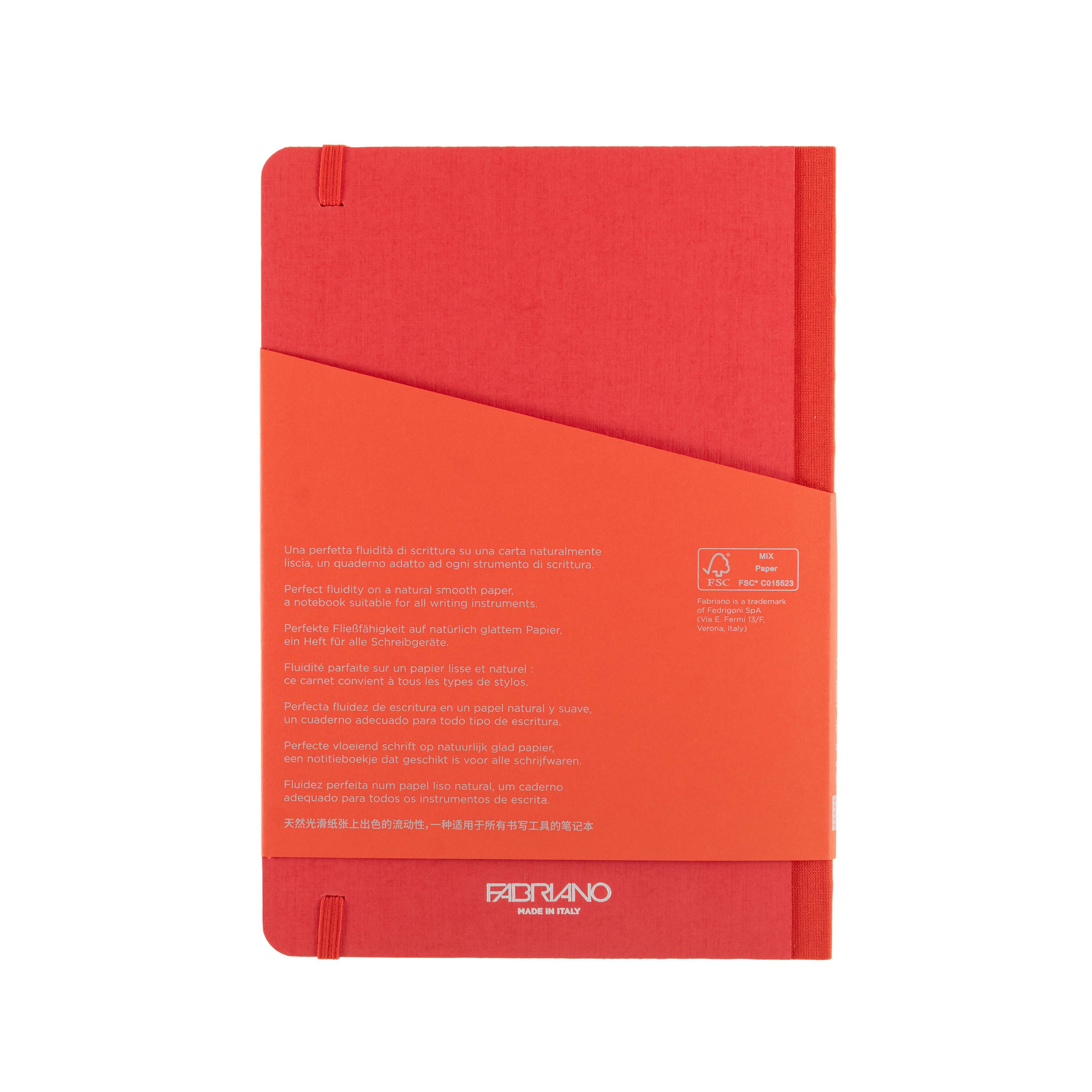 Fabriano® EcoQua Plus A5 Dotted Red Fabric-Bound Notebook