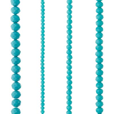 Aqua Faceted Glass Rondelle Bead Strings by Bead Landing™ image