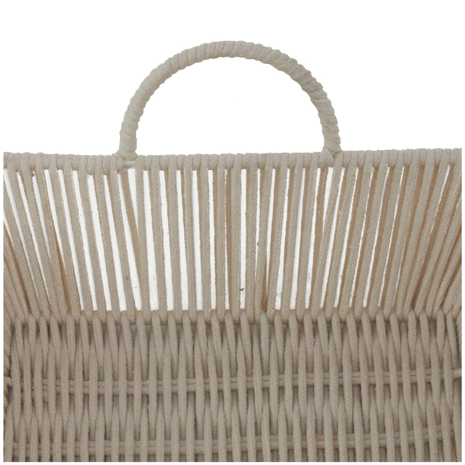 Cream Cotton Handmade Woven Storage Basket with Handles Set of 2 18", 17"