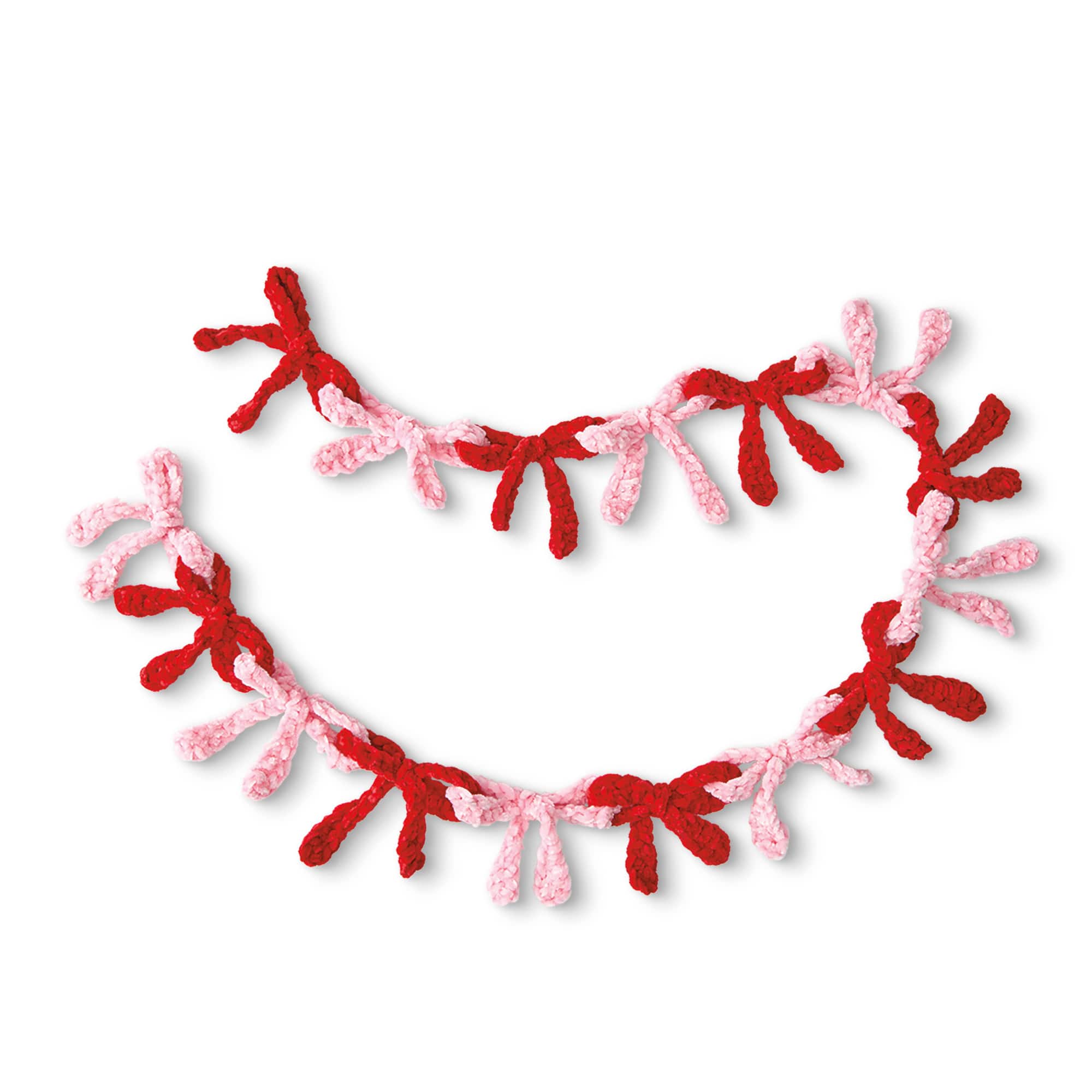 Intermediate Pink &#x26; Red Bow Garland Amigurumi Crochet Ornament Kit by Loops &#x26; Threads&#xAE;