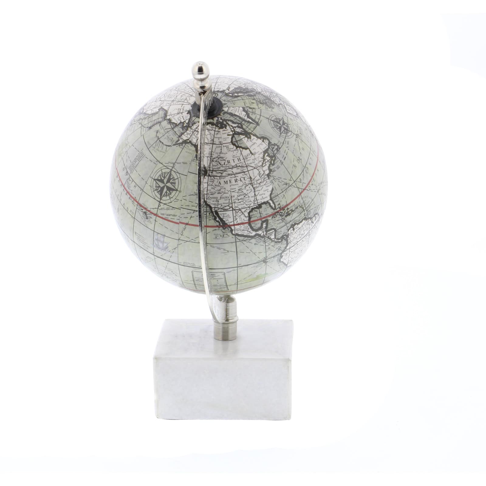 9" White Ceramic & Metal Contemporary Globe