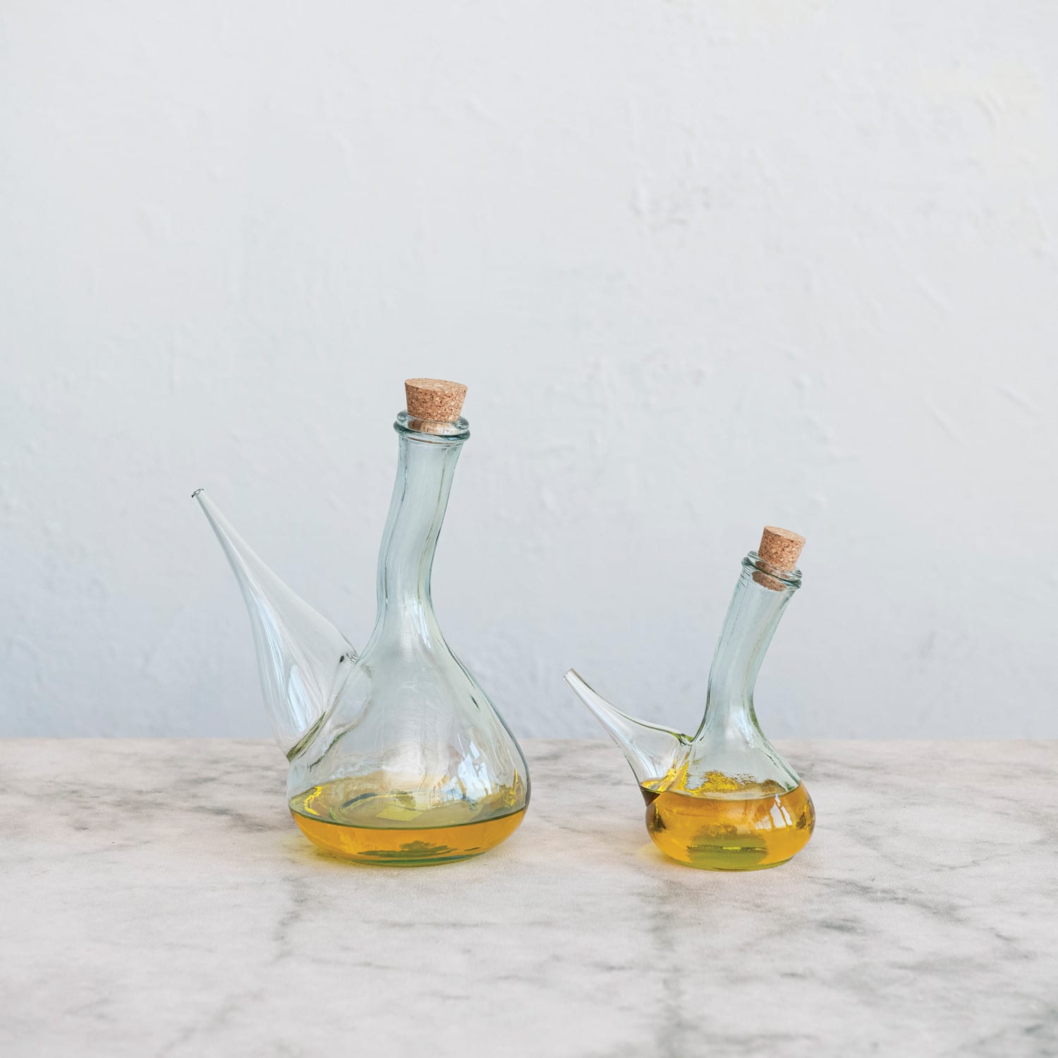 Round Reclaimed Traditional Glass Wine Pitcher with Cork