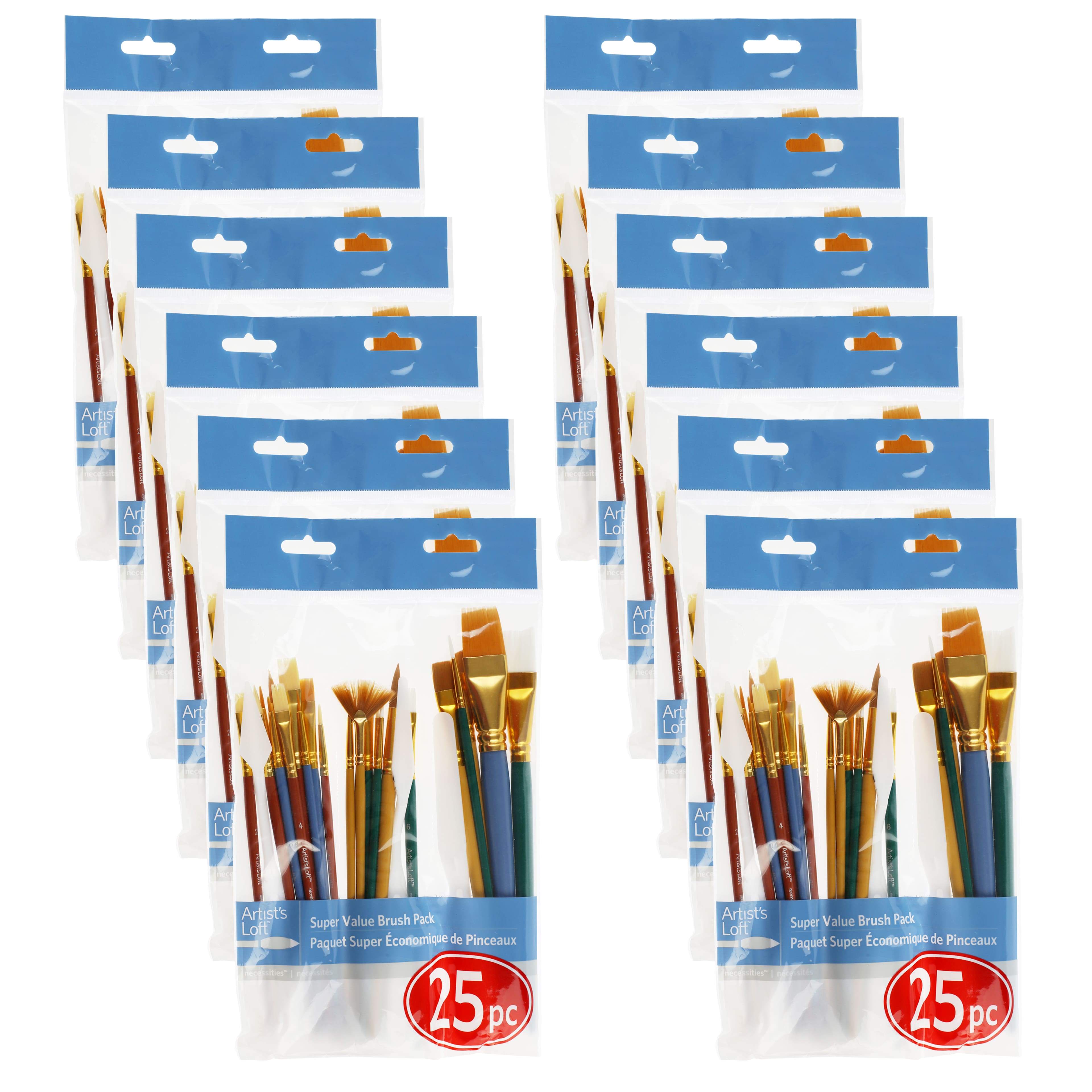 12 Packs: 25 ct. (300 total) Super Value Brush Set by Artist&#x27;s Loft&#x2122; Necessities&#x2122;