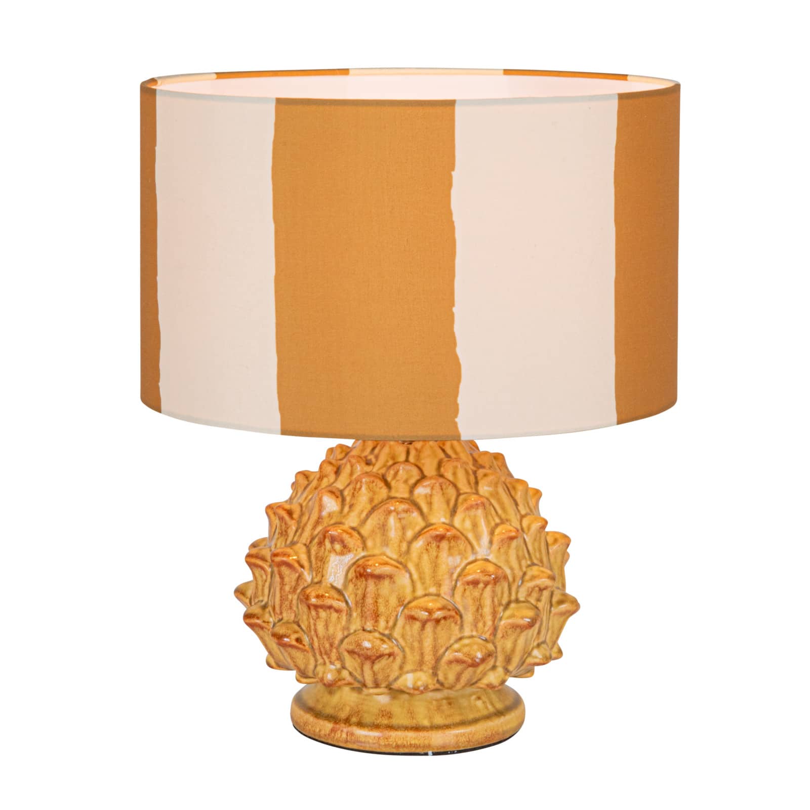 Hello Honey&#xAE; 14.75&#x22; Mustard &#x26; Cream Artichoke Finial Stoneware Table Lamp, 2ct.