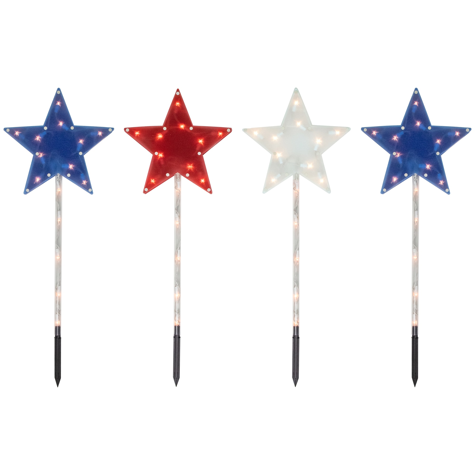 4ct. Americana Stars 4th of July Pathway Marker Lawn Stakes