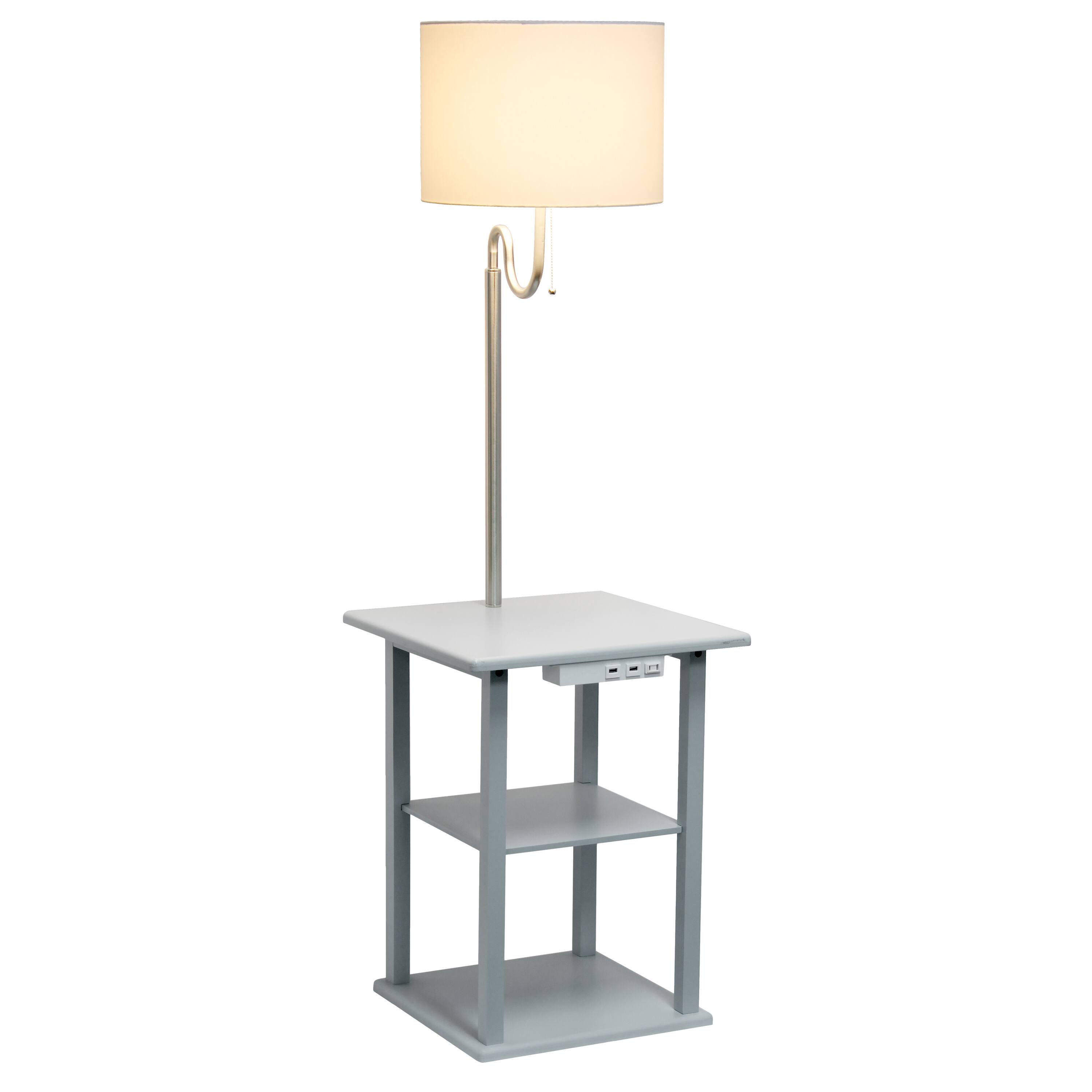 Simple Designs 57&#x22; 2 Tier Floor Lamp with USB &#x26; Outlet