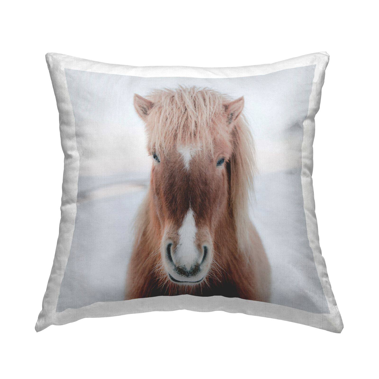 Stupell Industries Majestic Brown Horse Niveous Winter Landscape Throw Pillow, 18" x 18"