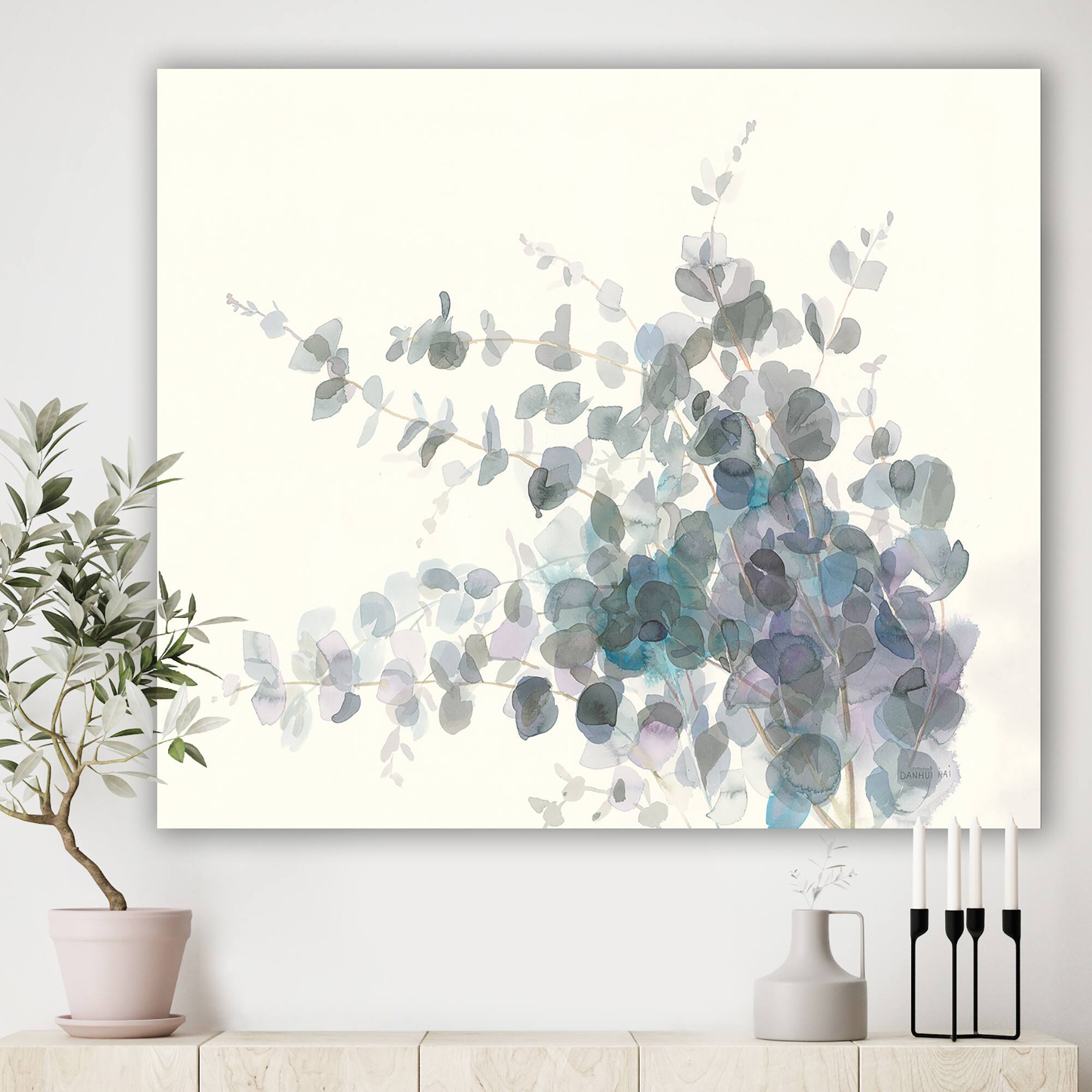 Designart - Grey Watercolor Flower II - Traditional Canvas Artwork