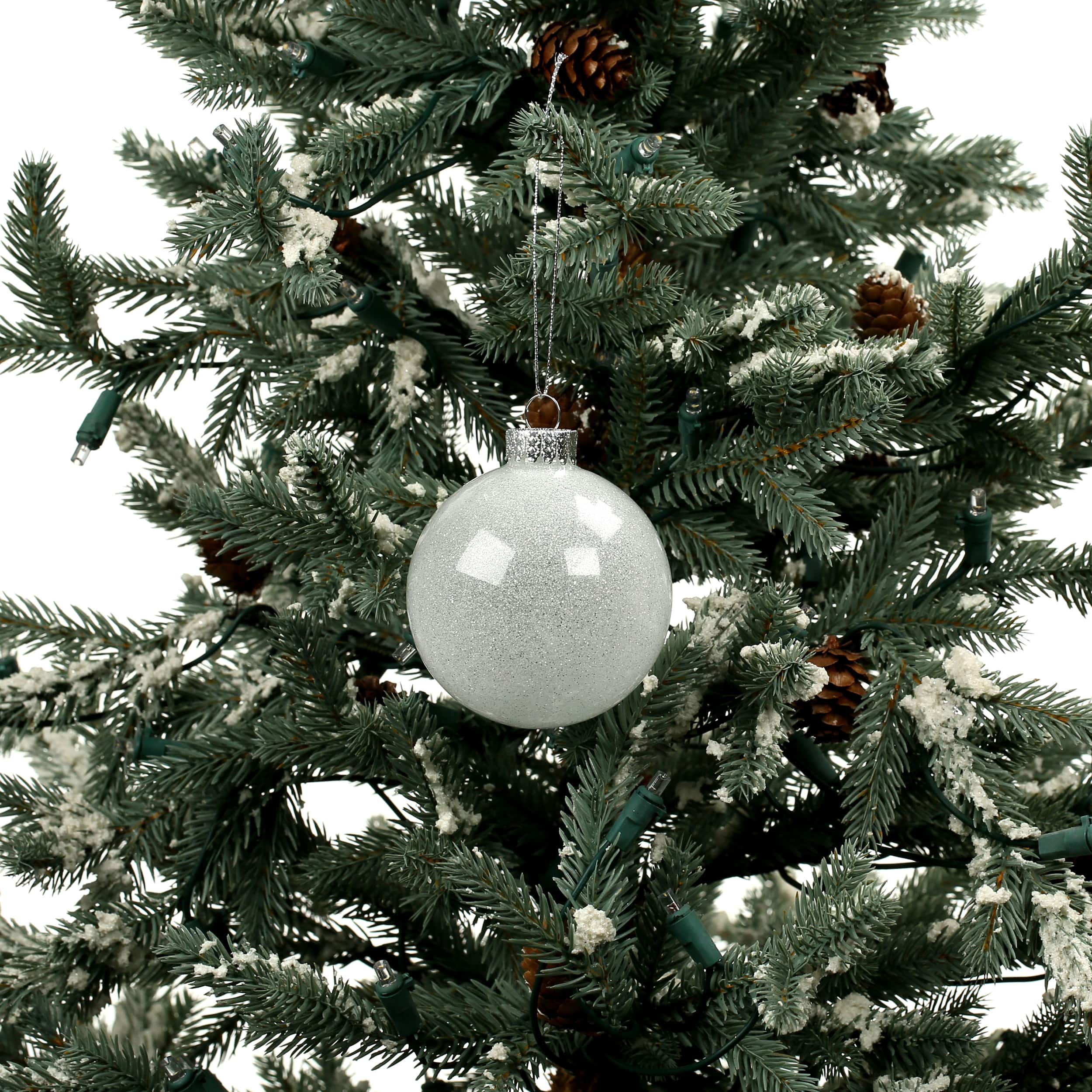 4 Pack 3.1&#x22; Glitter Glass Ball Ornaments by Ashland&#xAE;