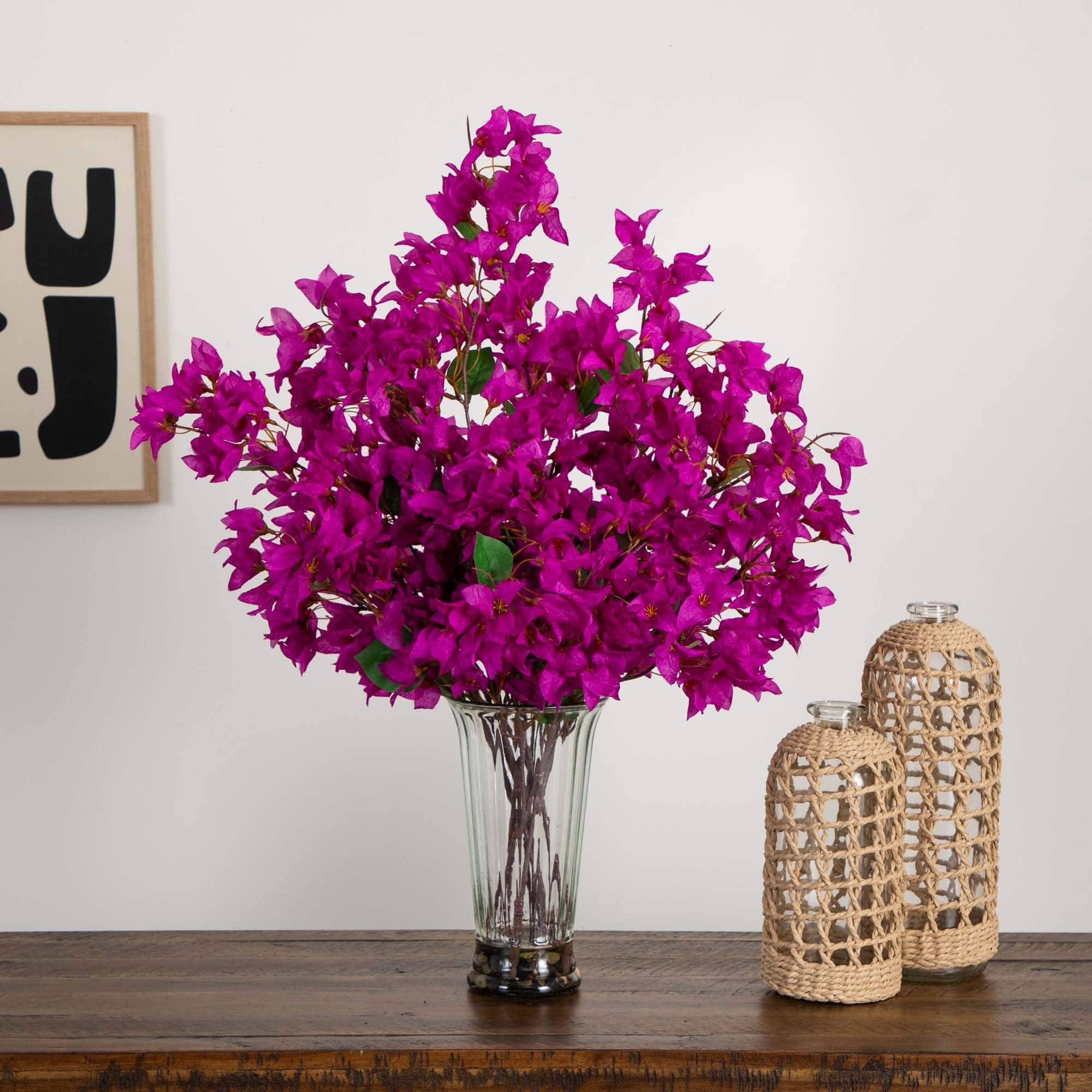 2.5ft. Purple Bougainvillea Arrangement in Glass Vase