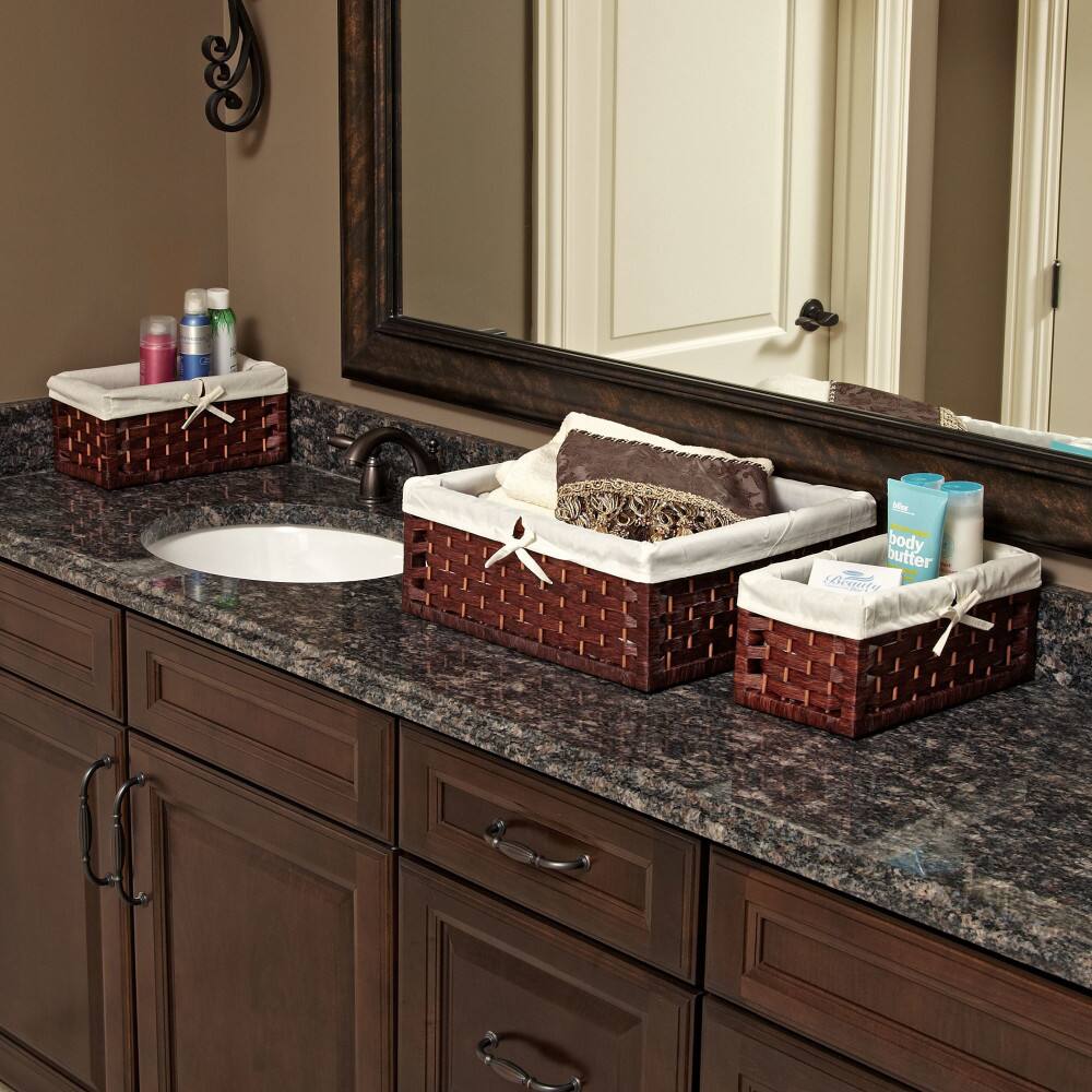 Household Essentials Brown Paper Rope Utility Basket Set with Cloth Liners