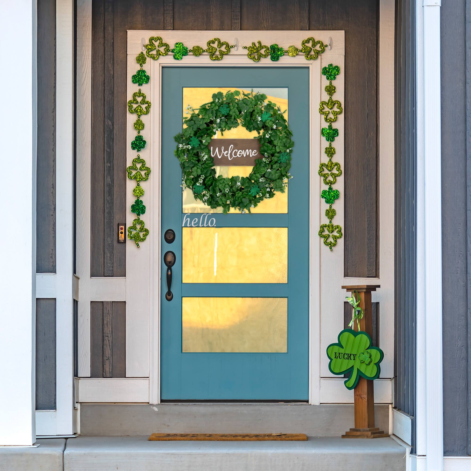 20" Shamrock Welcome St. Patrick's Day Twig Wreath