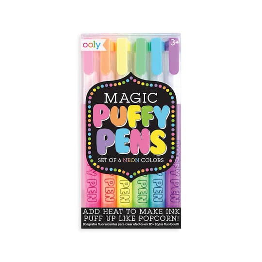 Magic 6 Color Neon Puffy Pen Set