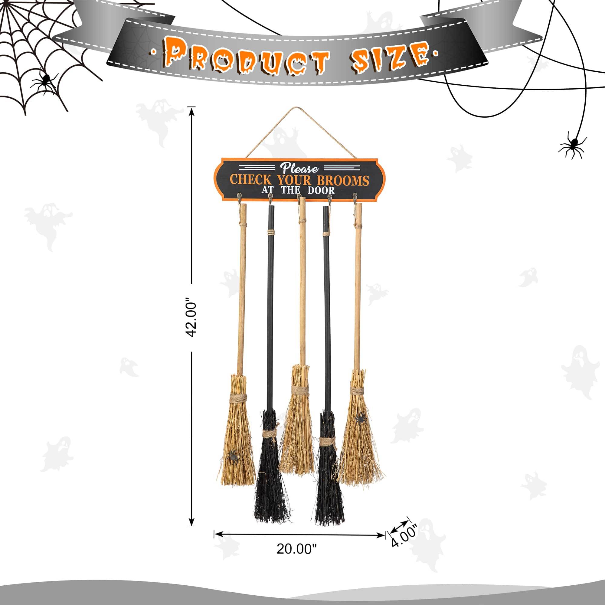 Glitzhome&#xAE; 42&#x22; Halloween Wood Brooms Parking Porch D&#xE9;cor