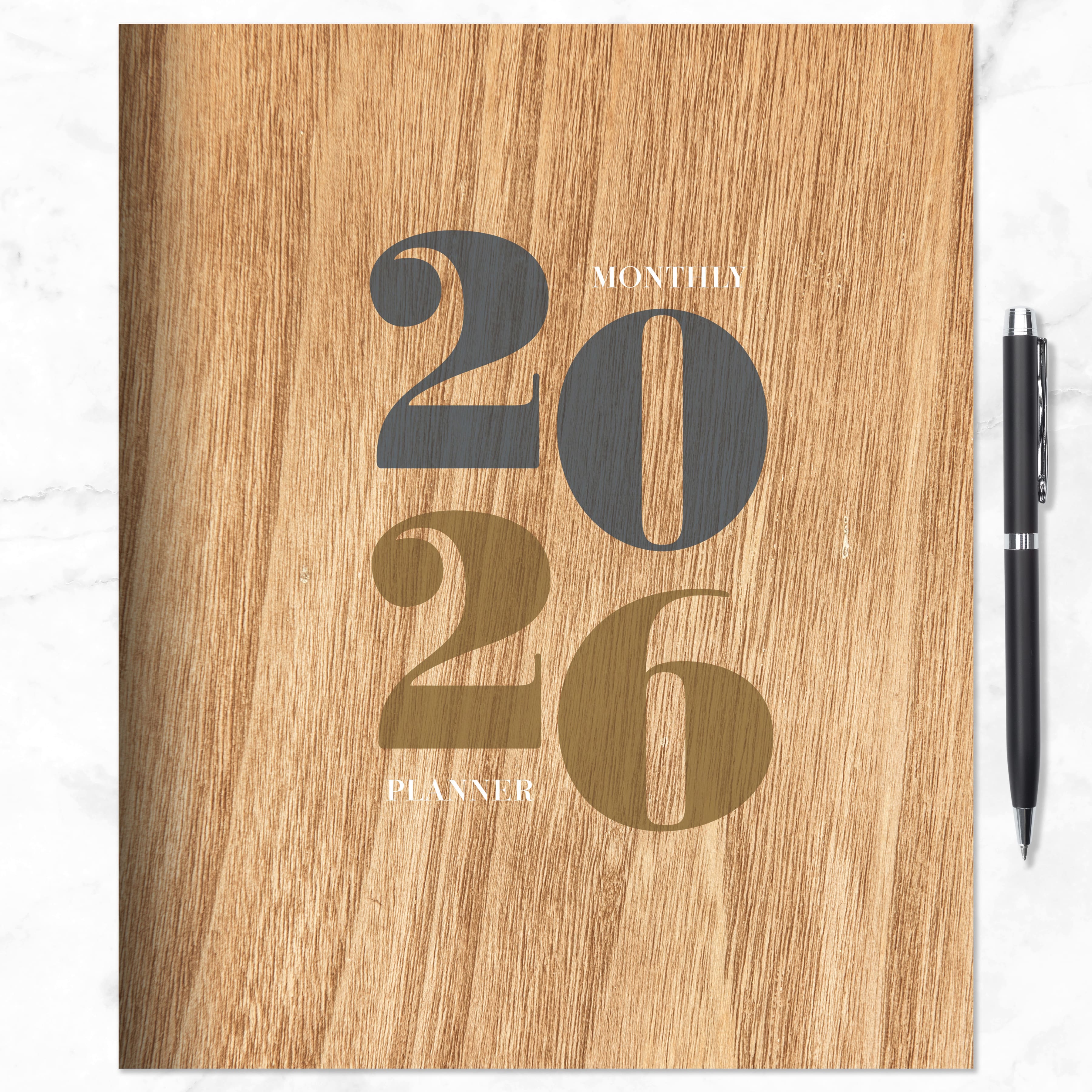 2026 Washed Oak Large Monthly Planner