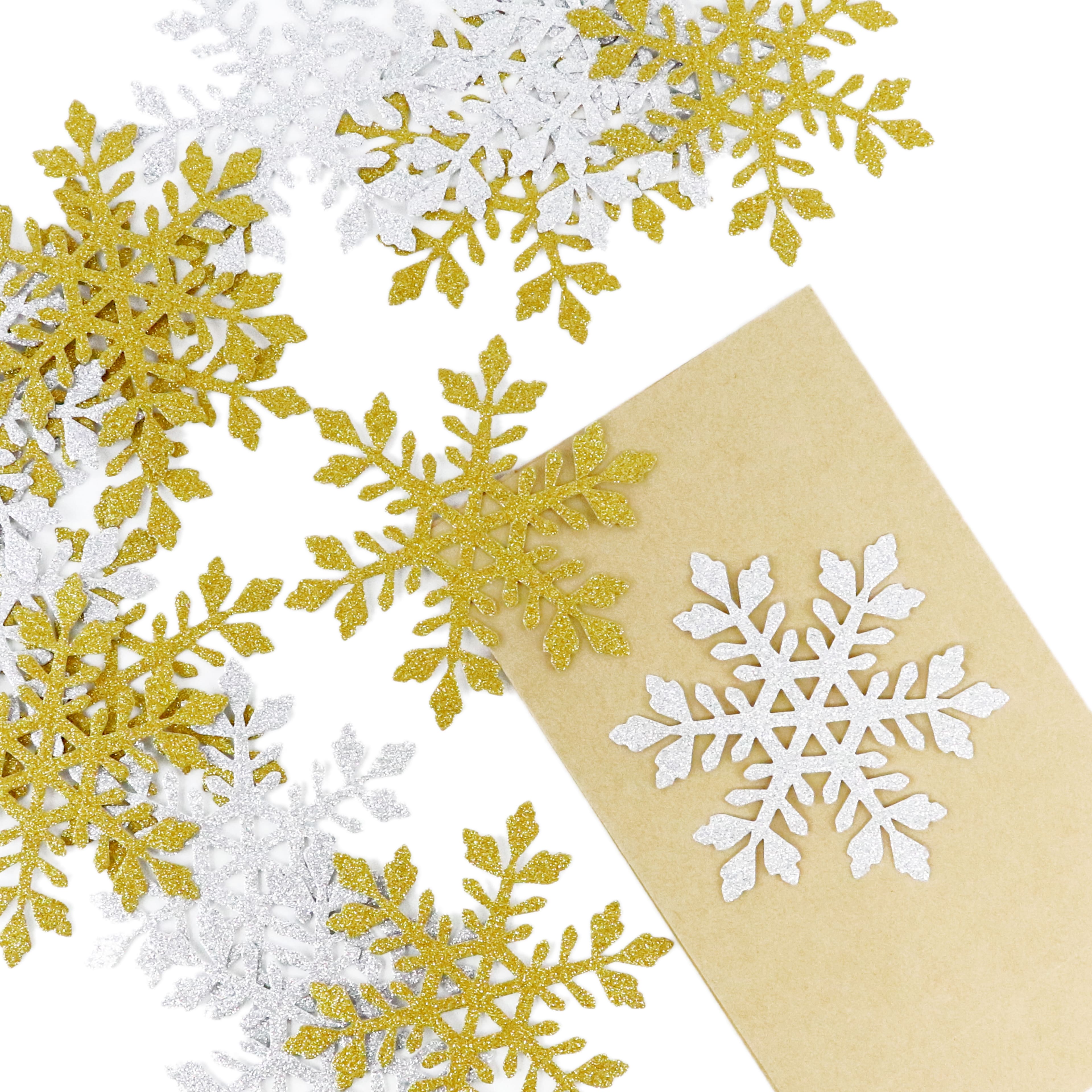 Silver &#x26; Gold Glitter Snowflake Die Cut Stickers by Recollections&#x2122;