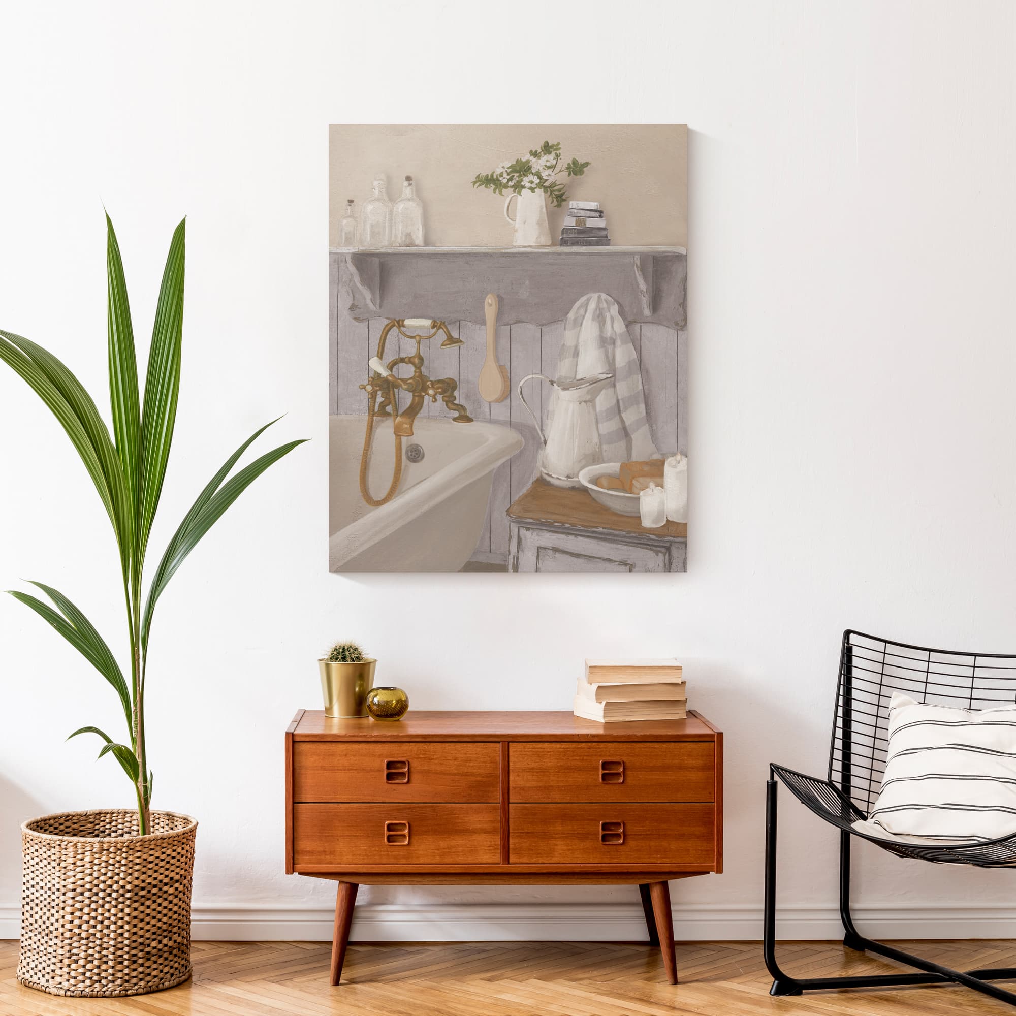 Country Bathroom 24&#x22; x 30&#x22; Canvas Wall Art
