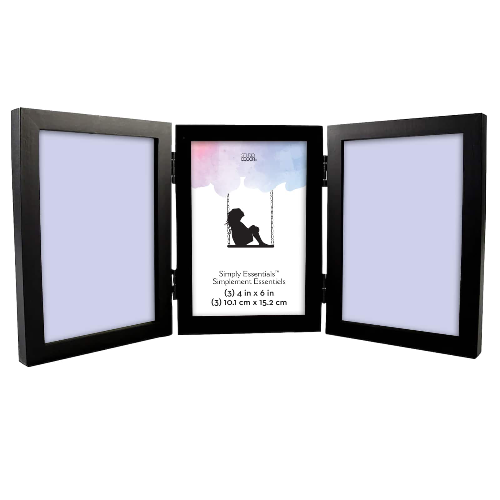 12 Pack: Black 4" x 6", 3 Opening Hinged Frame, Simply Essentials™ by Studio Décor®