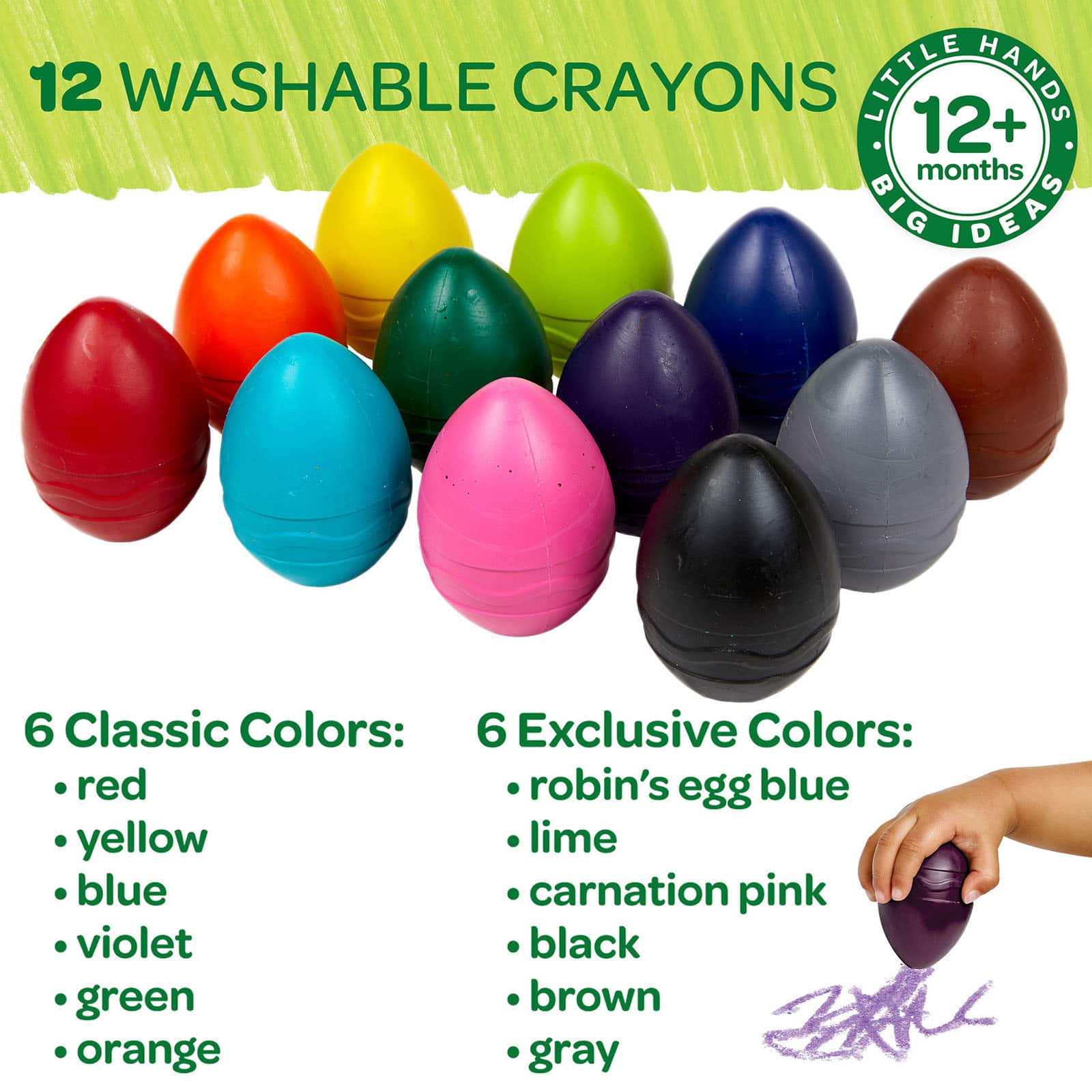 Crayola® Washable Palm-Grasp Crayons, 12ct.