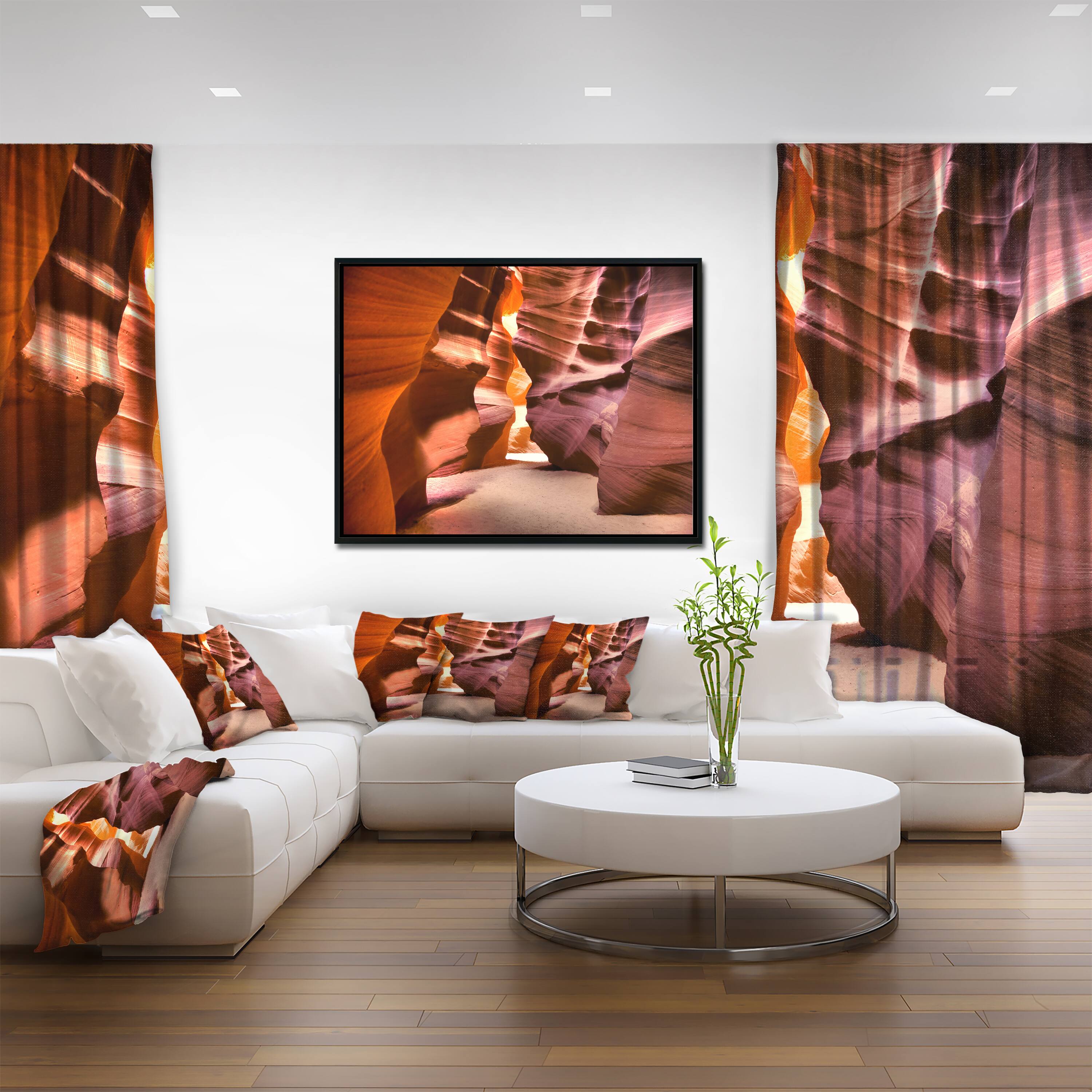 Designart - Bright Antelope Canyon - Landscape Photo Canvas Art Print in Black Frame