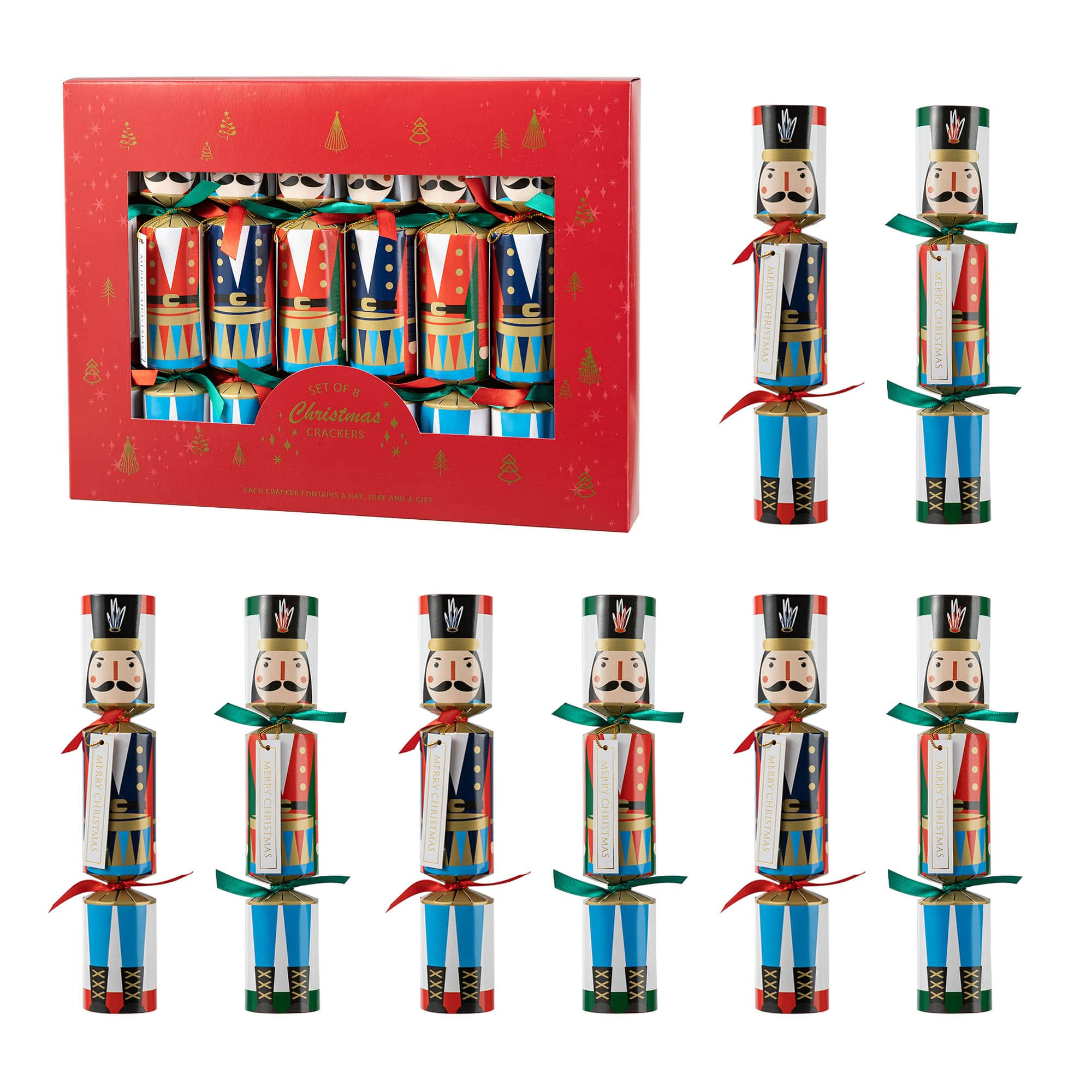 Glitzhome&#xAE; 10&#x22; Christmas Nutcracker Party Cracker with Gift Contents, 8ct.