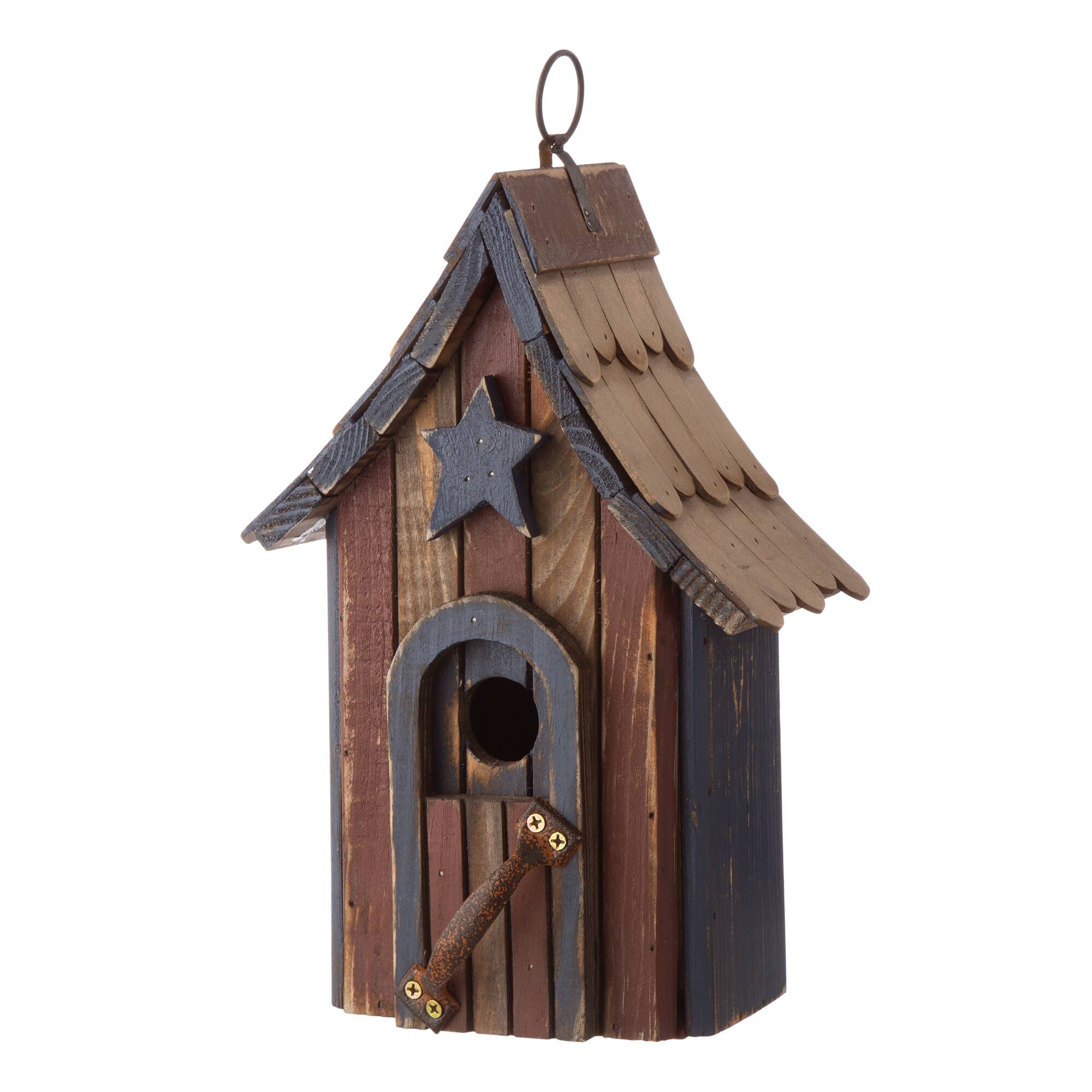 Glitzhome® Patriotic Hand Painted Wood Bird House