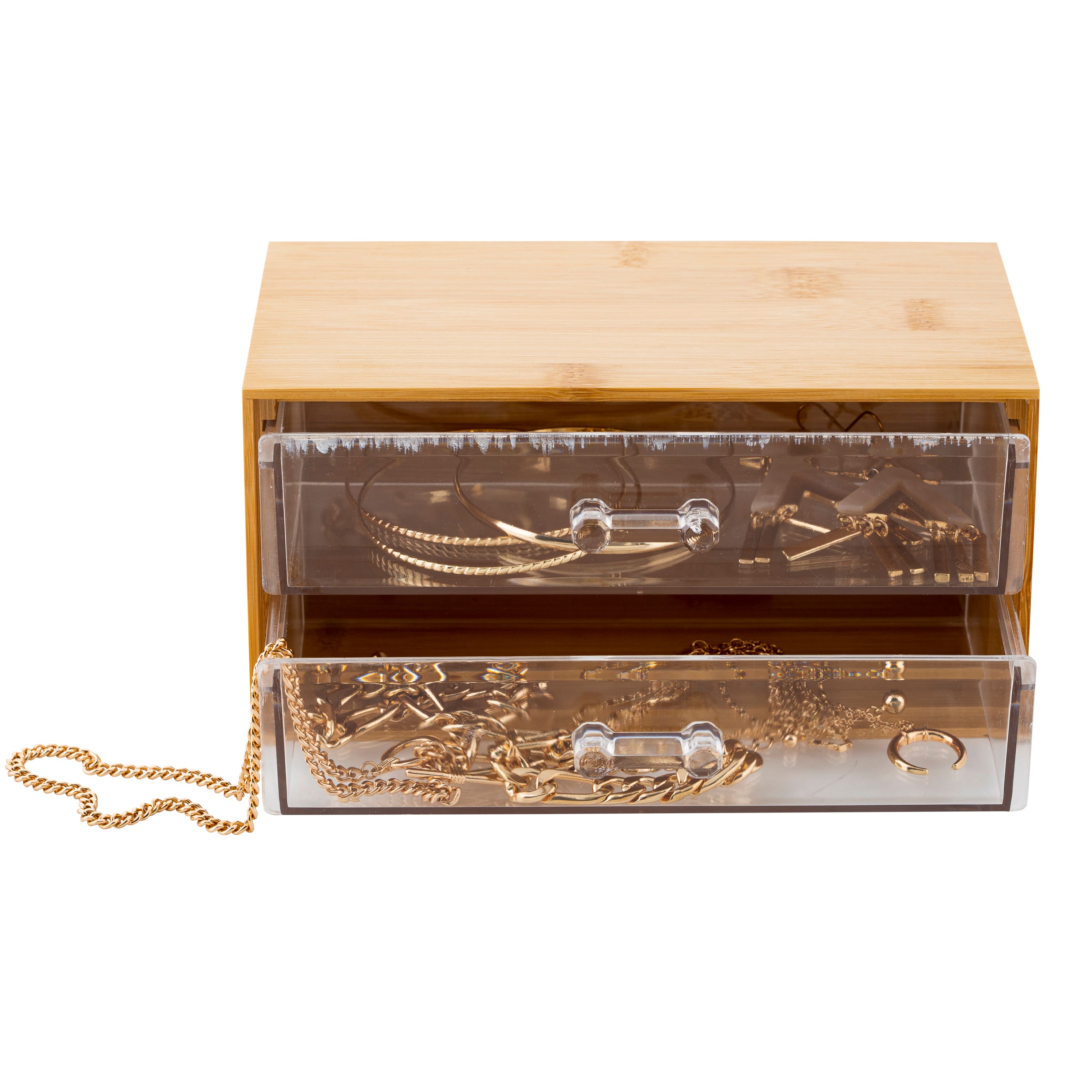 Simplify Bamboo 2-Tier Cosmetic &#x26; Jewelry Chest