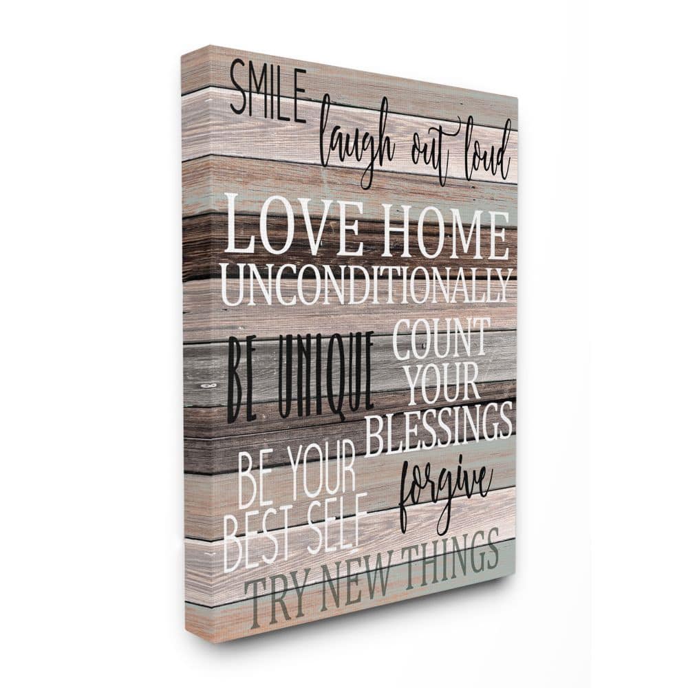 Stupell Industries Inspirational Be You Phrases on Wood Grain Brown Black Text Canvas Wall Art