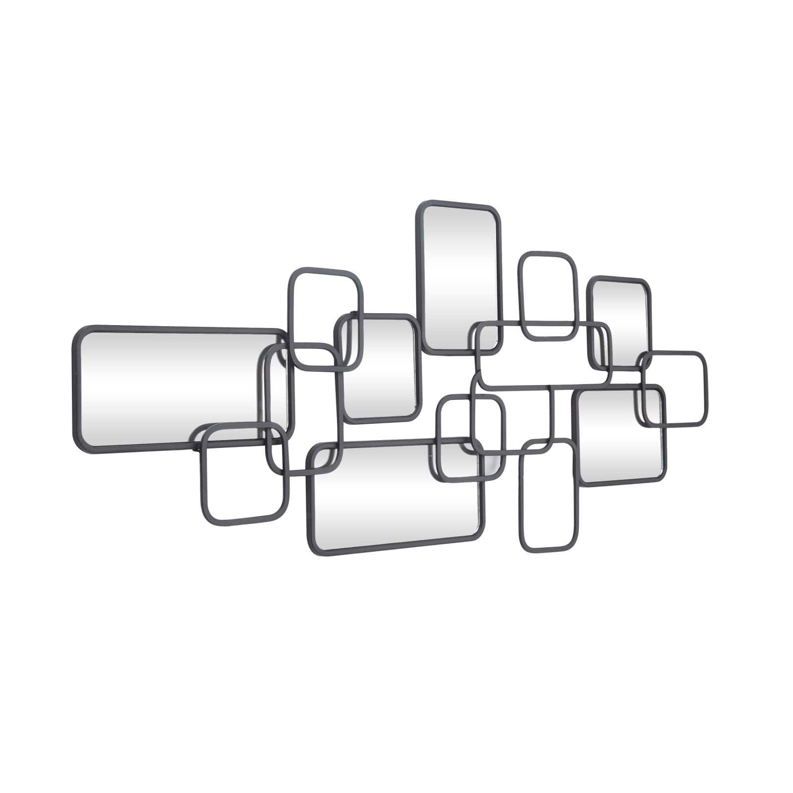 Black Metal Contemporary Abstract Wall Mirror, 46&#x22; x 0&#x22; x 21&#x22;