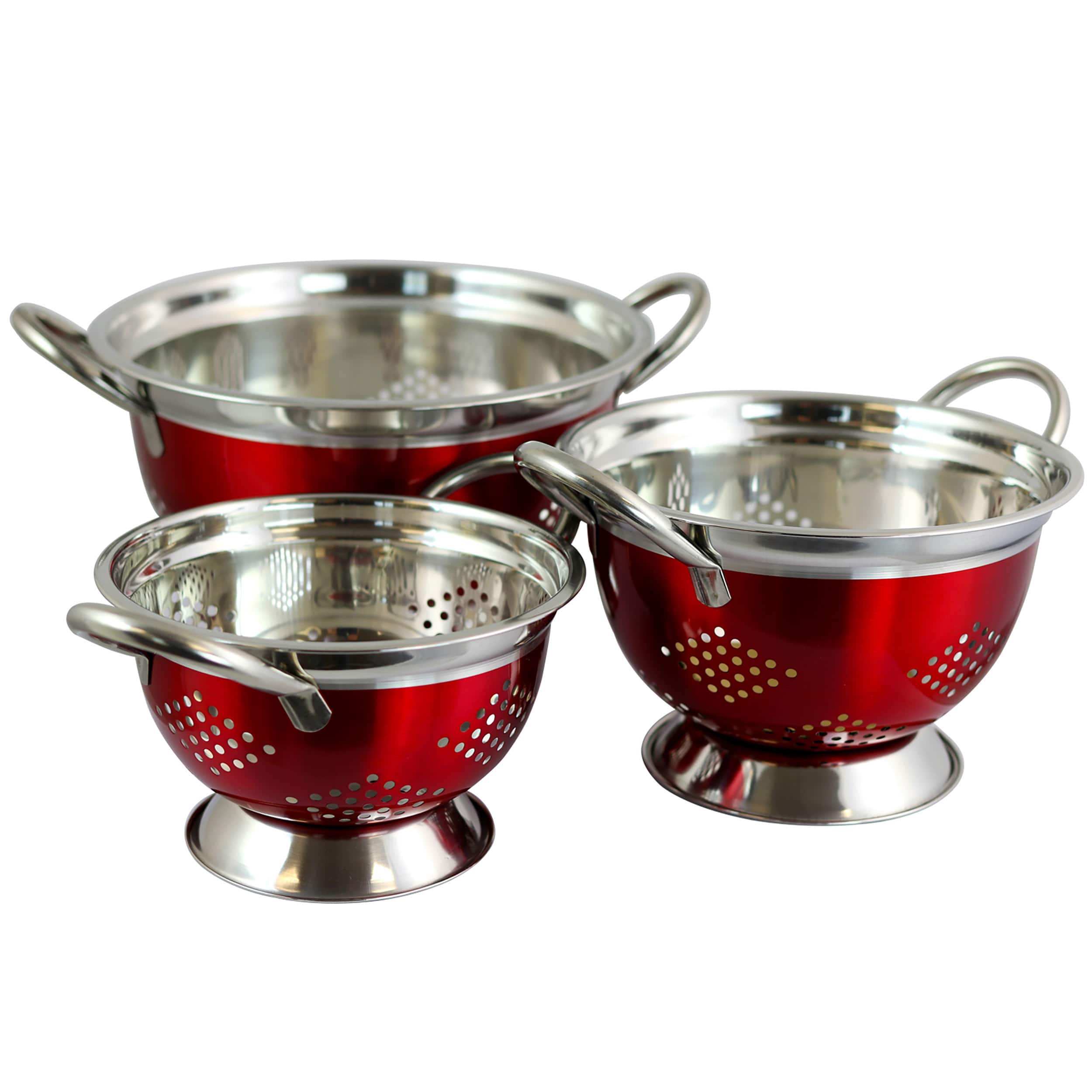 Oster Metaline Red Round Asian Colander Set