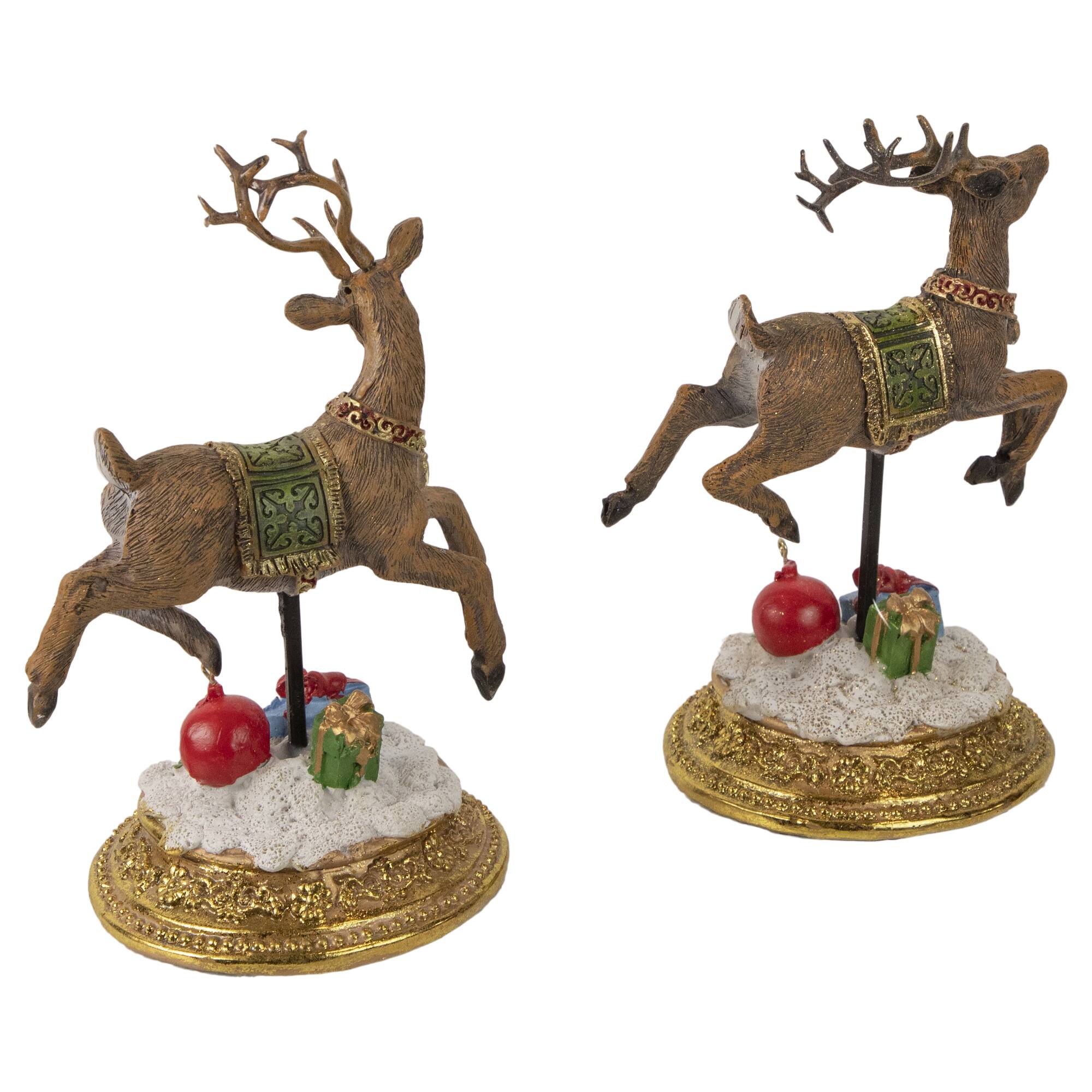 Glittered Reindeer Christmas Stocking Holders - 9.5" - Set of 2
