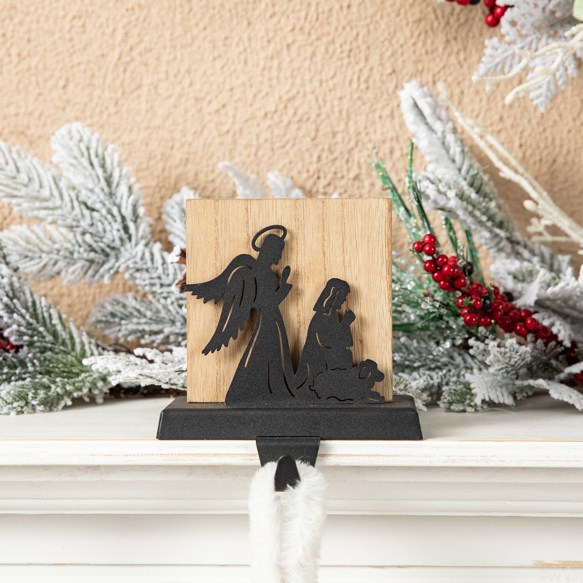 Glitzhome® 5" Christmas Metal Nativity Scene Stocking Holder Set