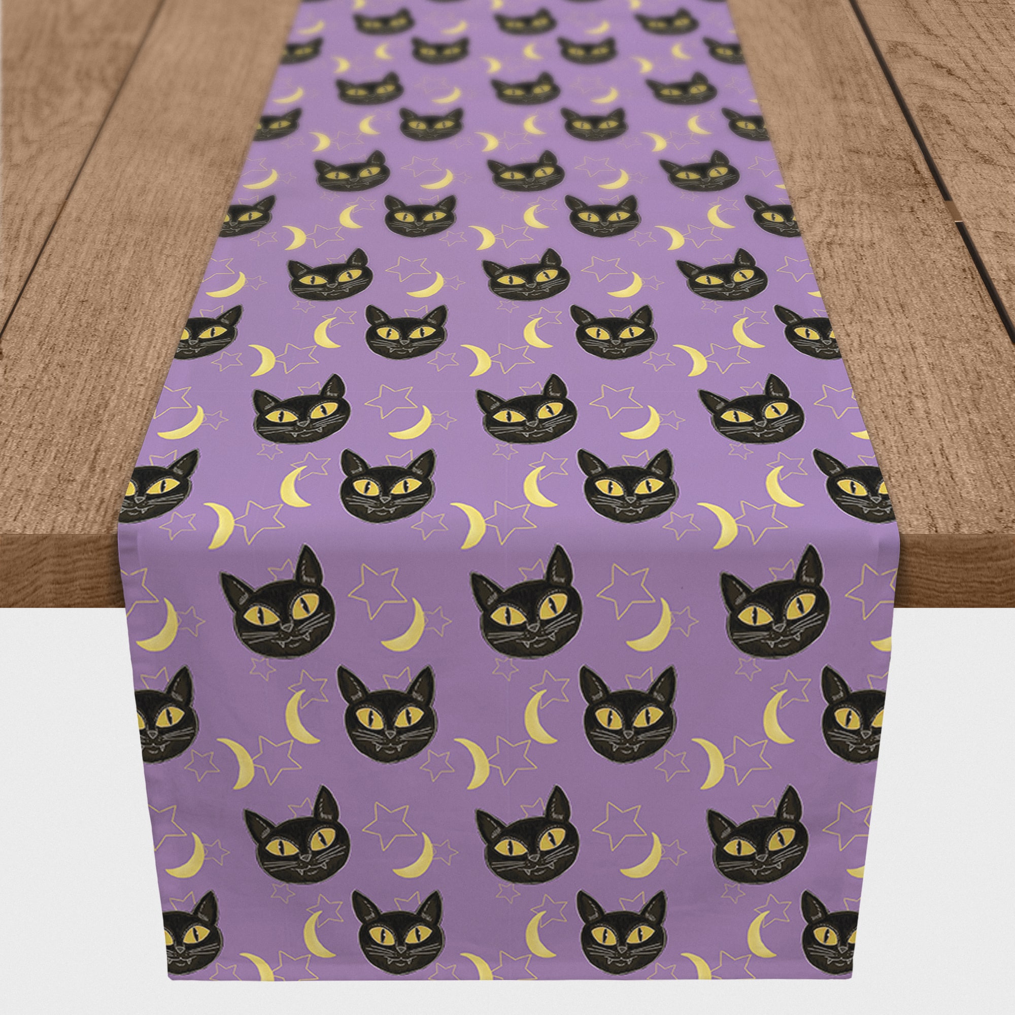 Cat Moon & Stars Pattern Table Runner