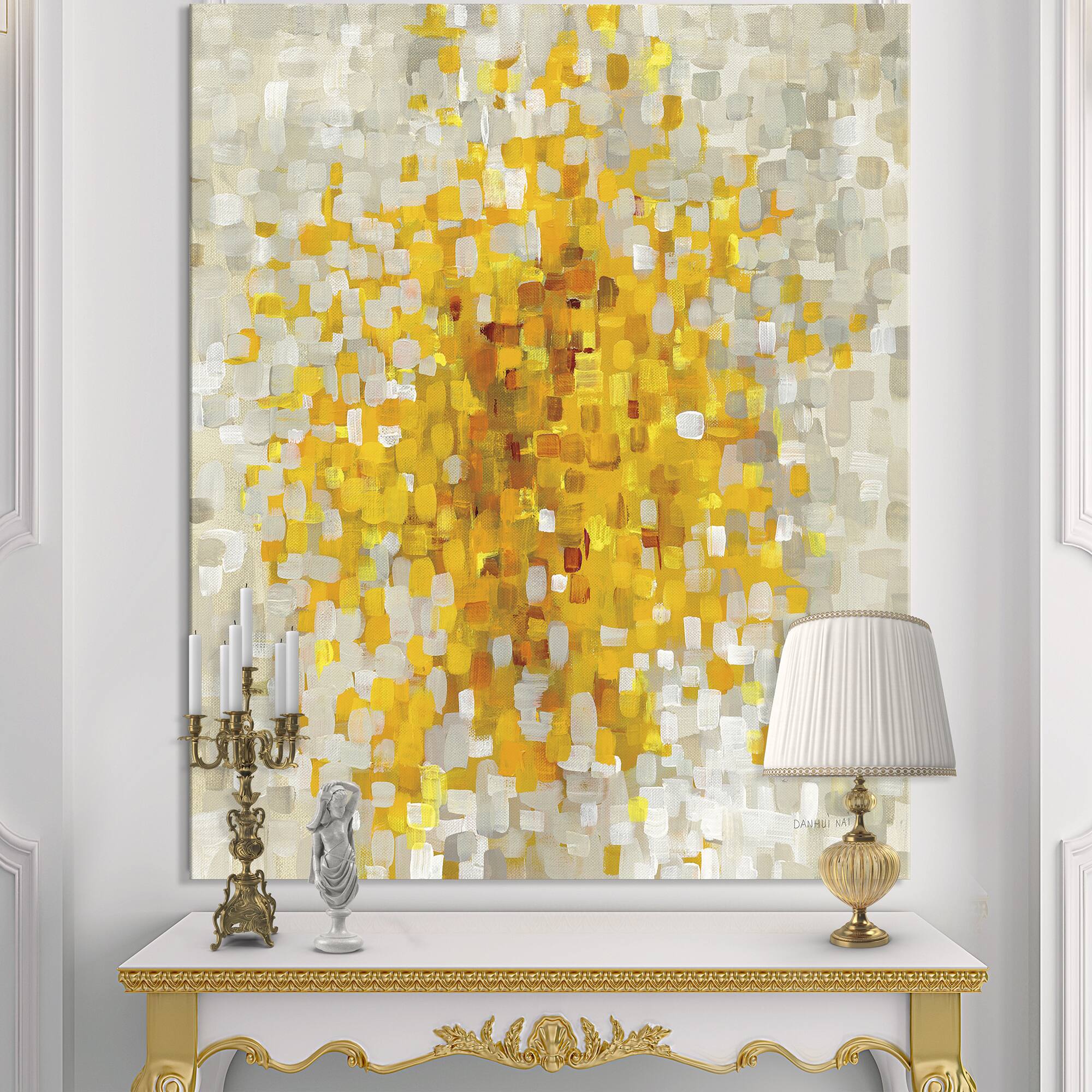 Designart - Glam Yellow Explosion Blocks - Modern &#x26; Transitional Gallery-wrapped Canvas